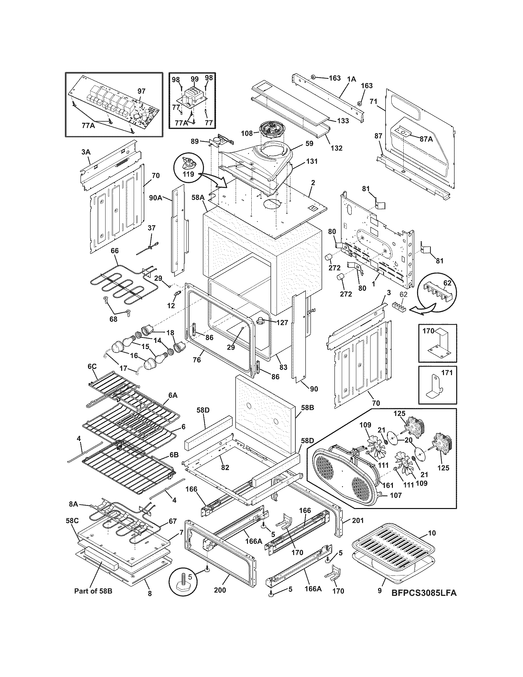 Frigidaire FPCS3085LFB body diagram