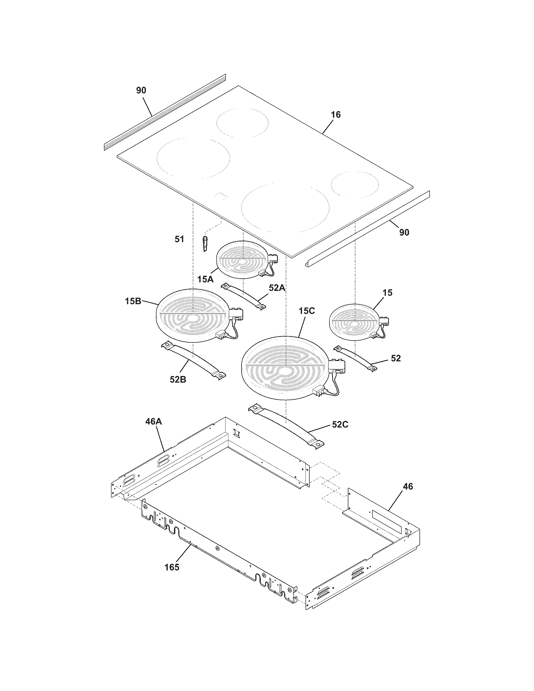 Frigidaire FFED3025LWB main top diagram