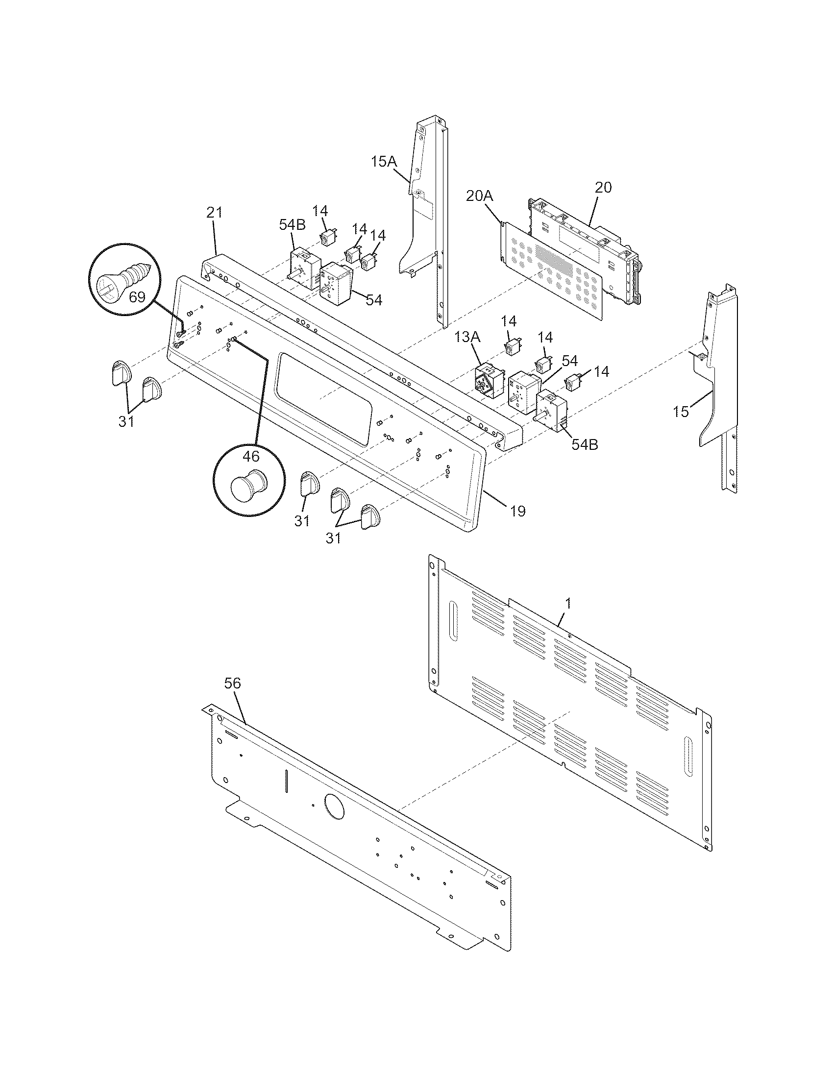 Frigidaire FGEF3034KWD backguard diagram