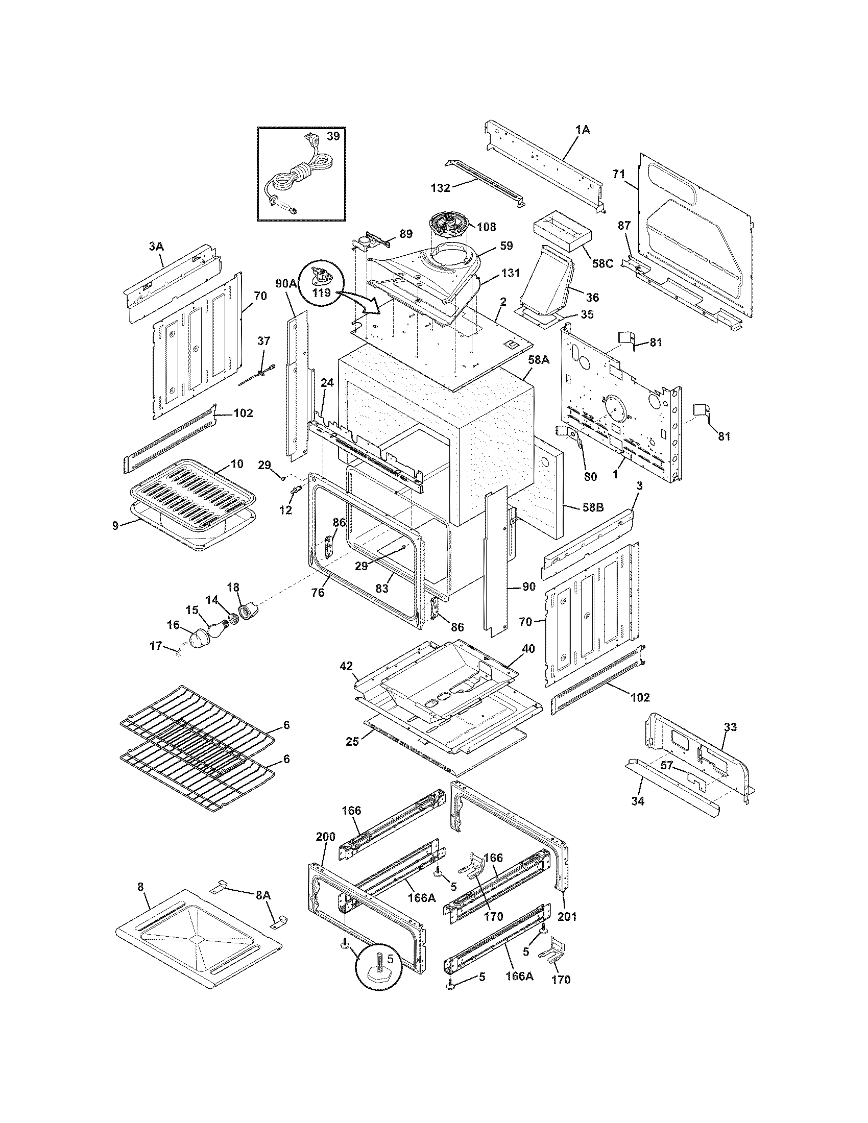 Frigidaire FFGS3025LWD body diagram