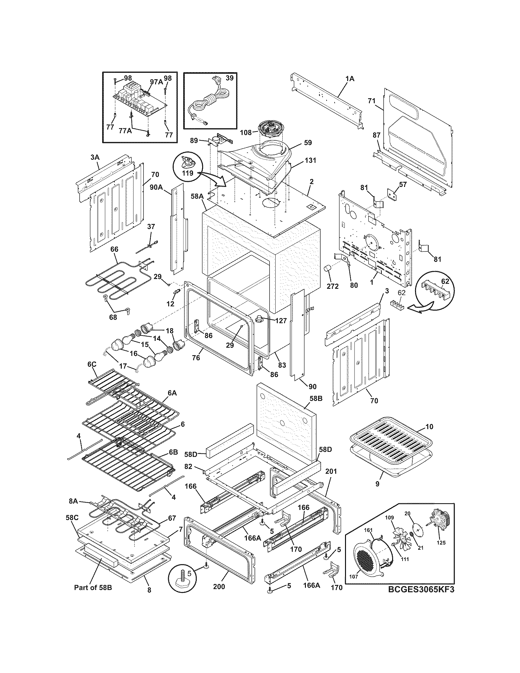 Frigidaire CGES3065KB4 body diagram