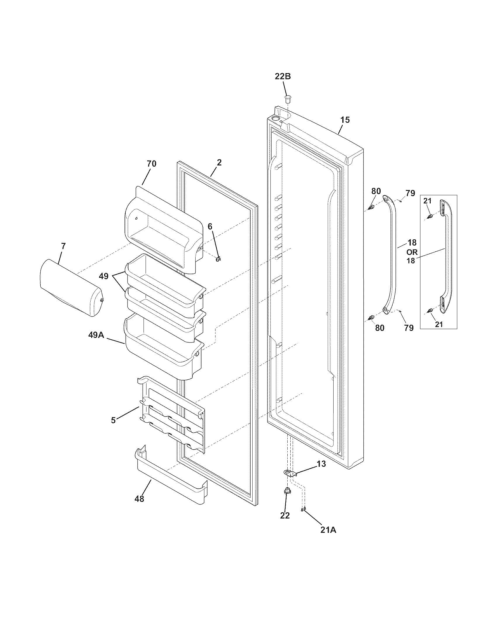 Frigidaire FFSC2323LE4 refrigerator door diagram