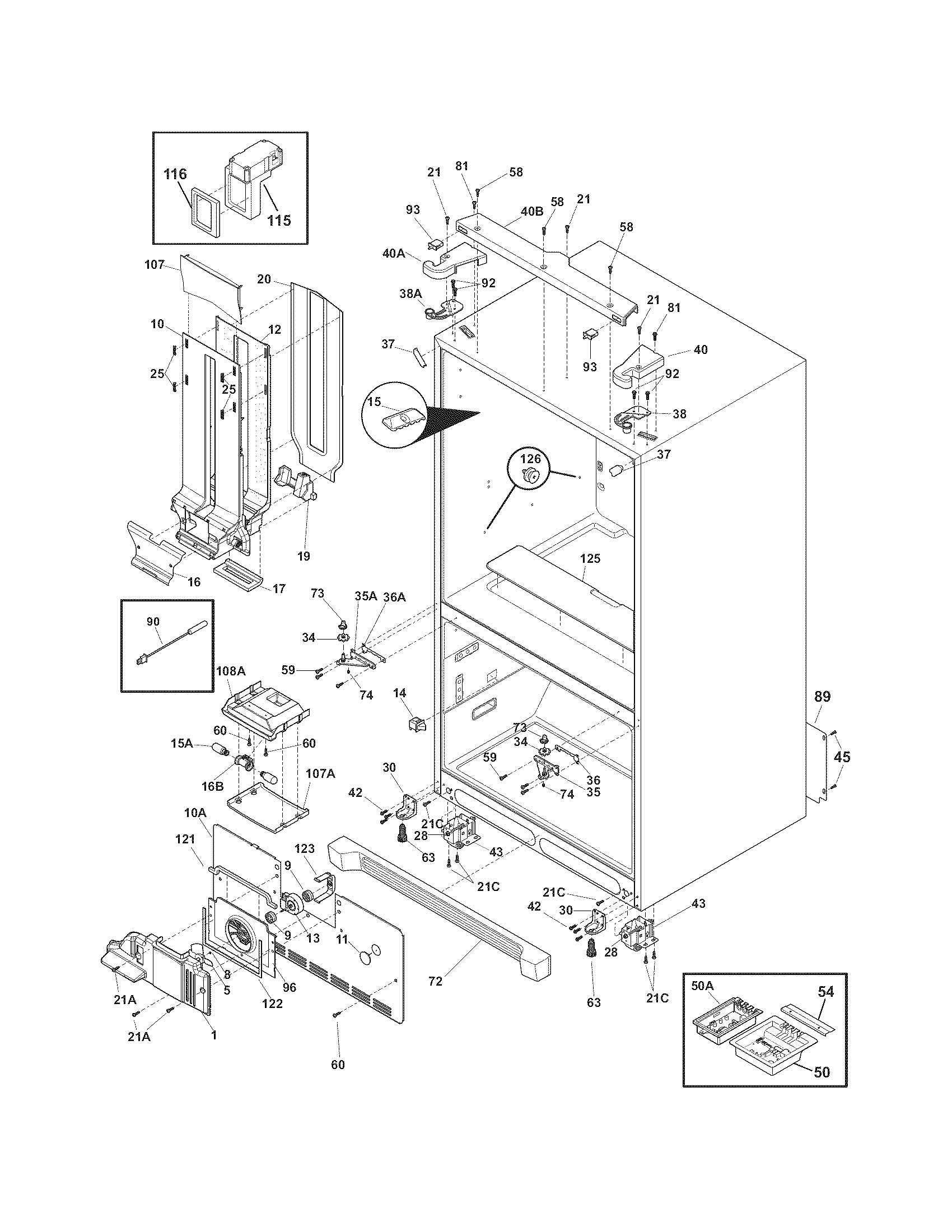 Frigidaire FGHF2369ME0 cabinet diagram