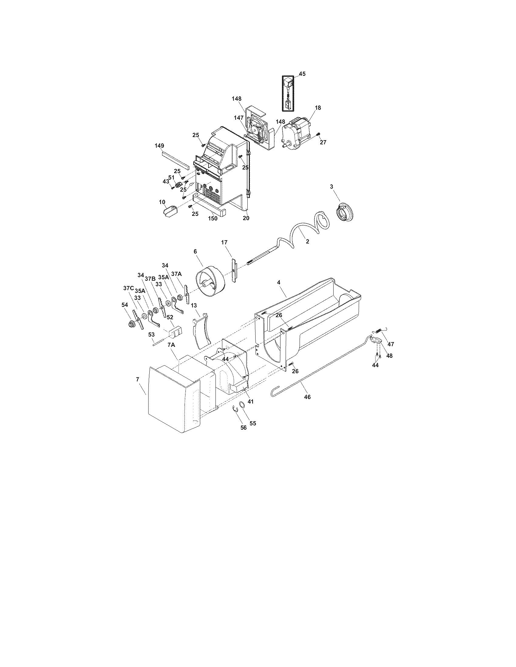Frigidaire FGHF2369ME0 ice container diagram