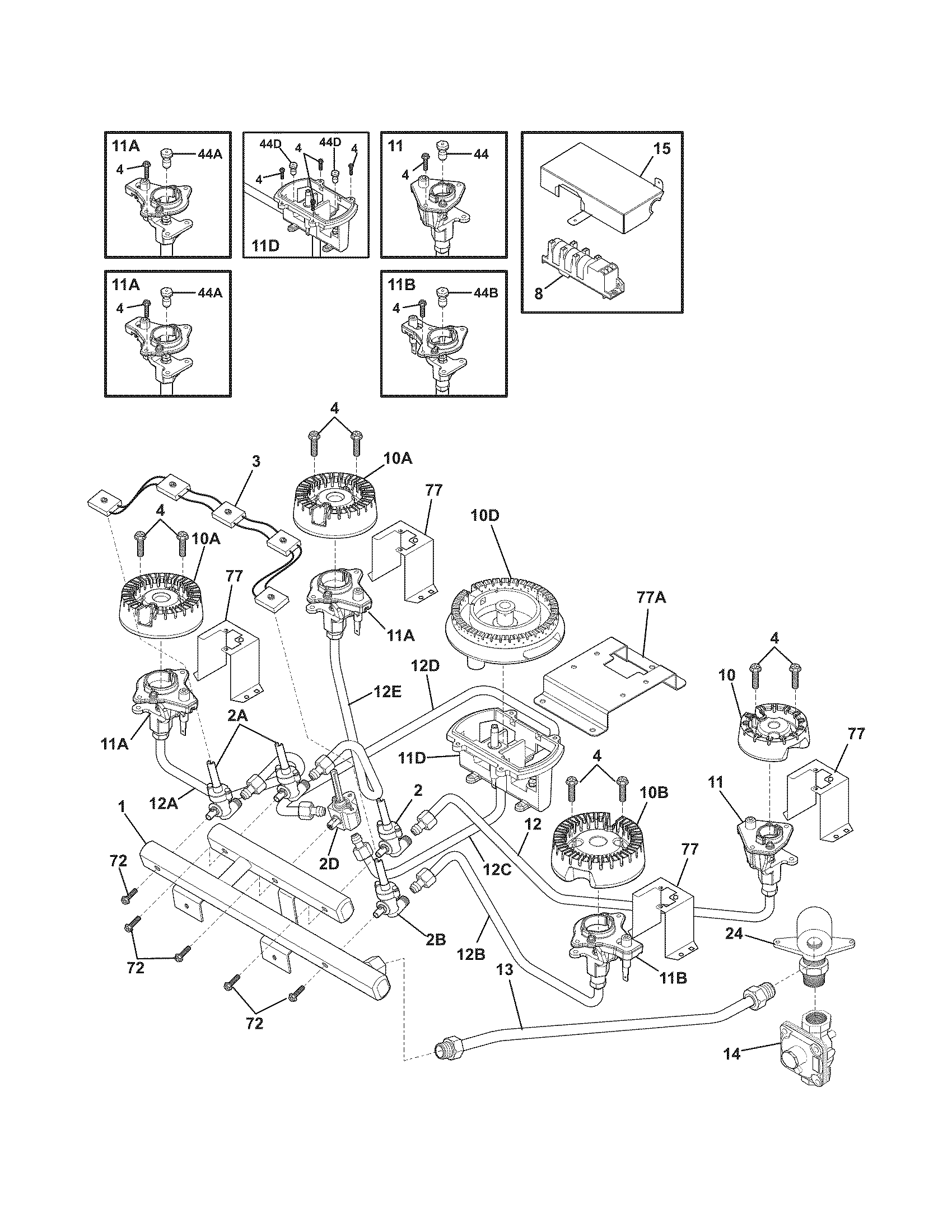 Electrolux EW36GC55GS2 burner diagram