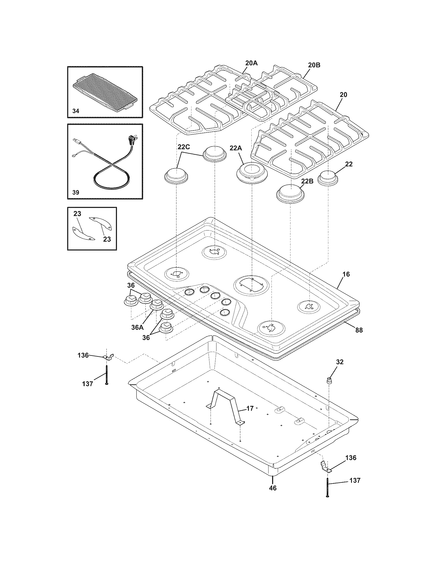 Electrolux EW36GC55GW2 main top diagram