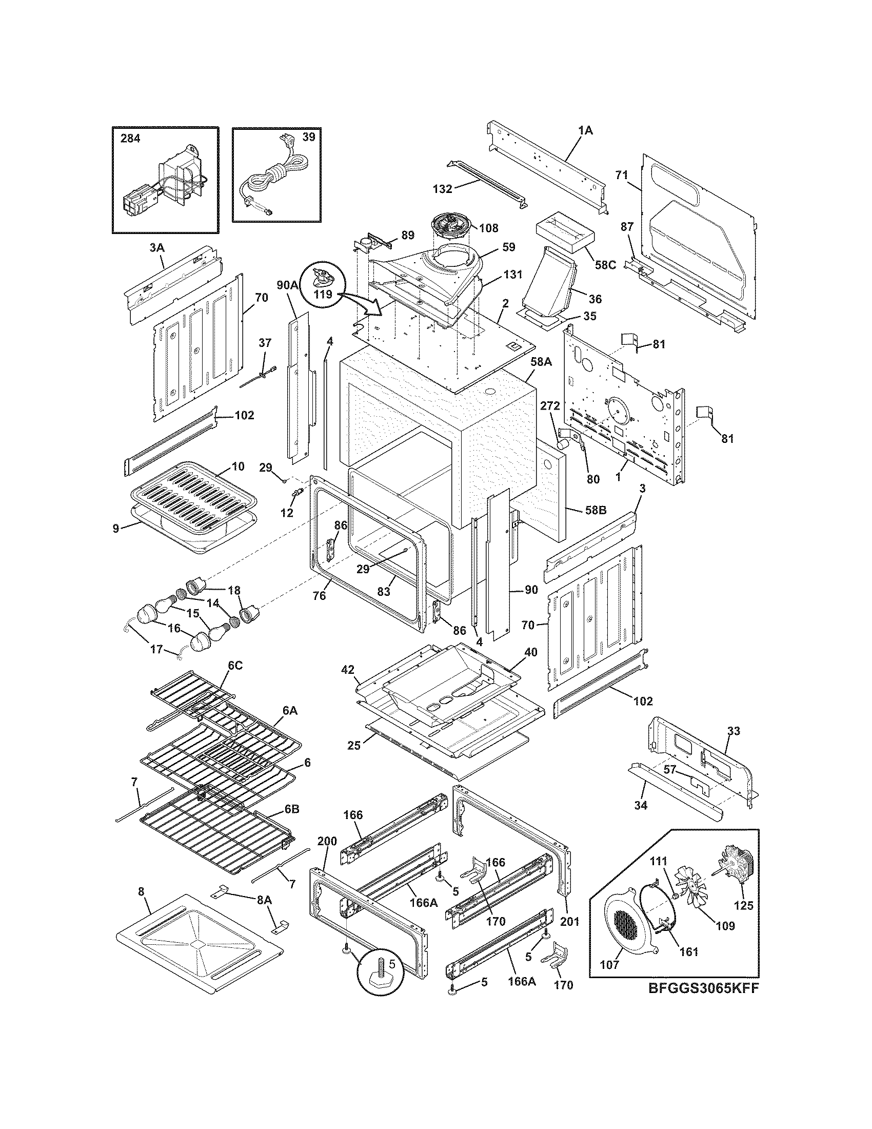 Frigidaire FGGS3065KWF body diagram