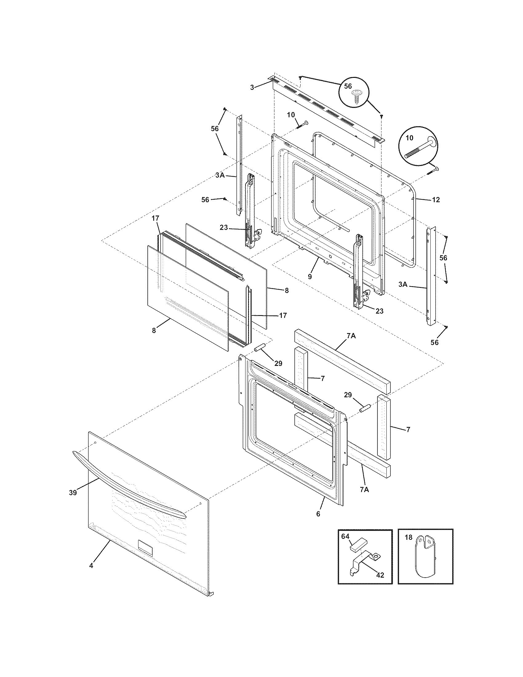 Frigidaire FGGS3065KWF door diagram