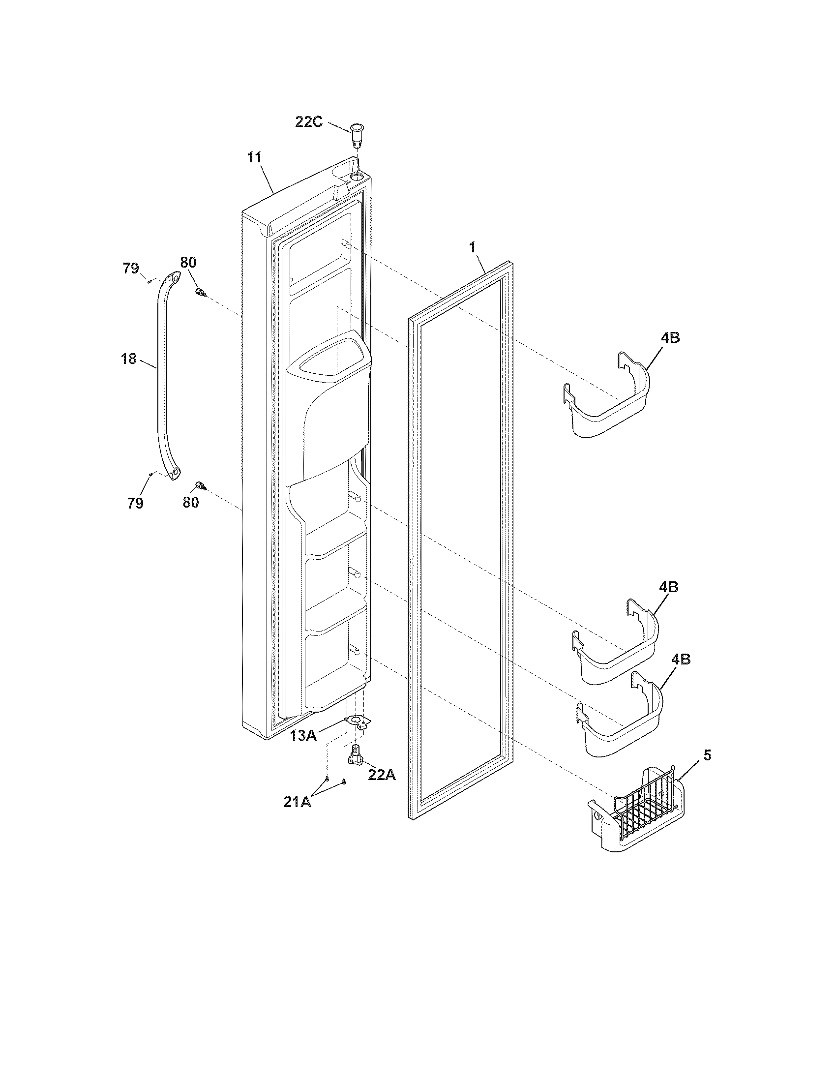 Frigidaire FGHC2342LF1 freezer door diagram