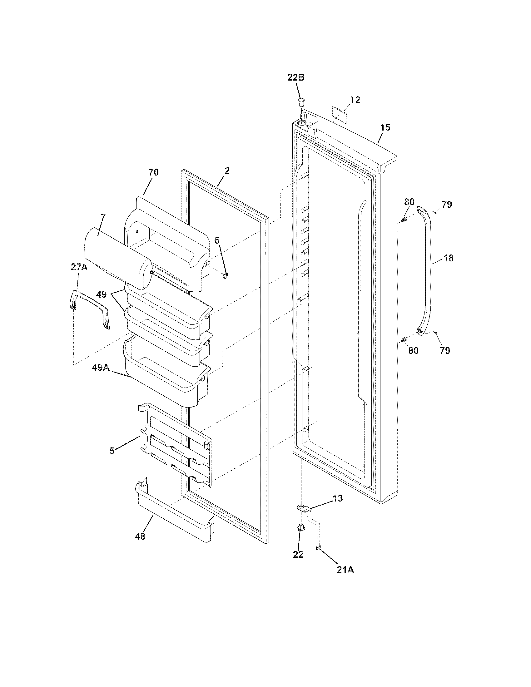 Frigidaire FGHC2342LF1 refrigerator door diagram