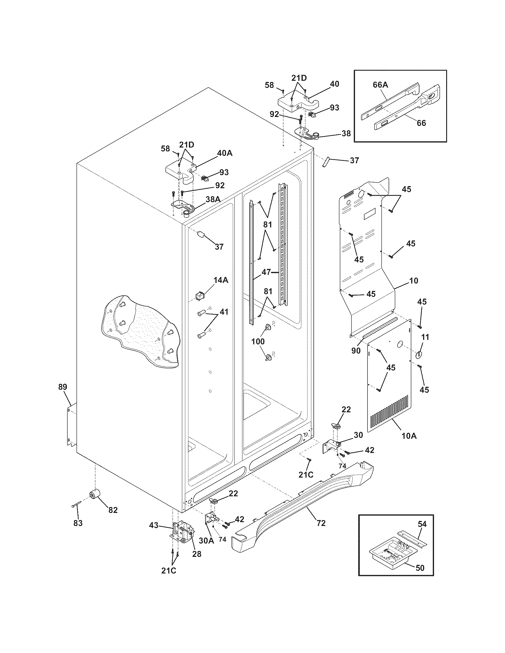 Frigidaire FGHC2342LF1 cabinet diagram