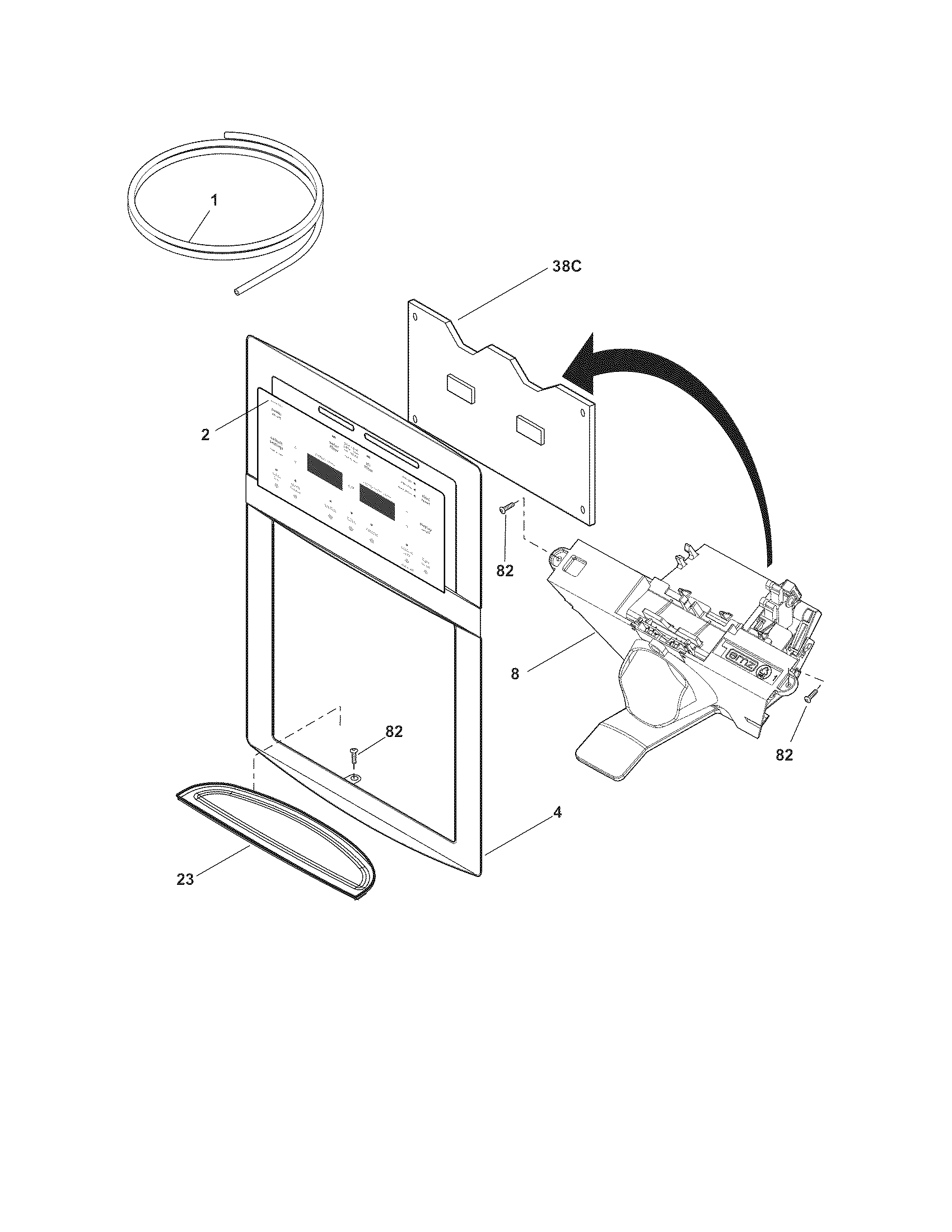 Frigidaire FGHC2342LF1 ice & water dispenser diagram