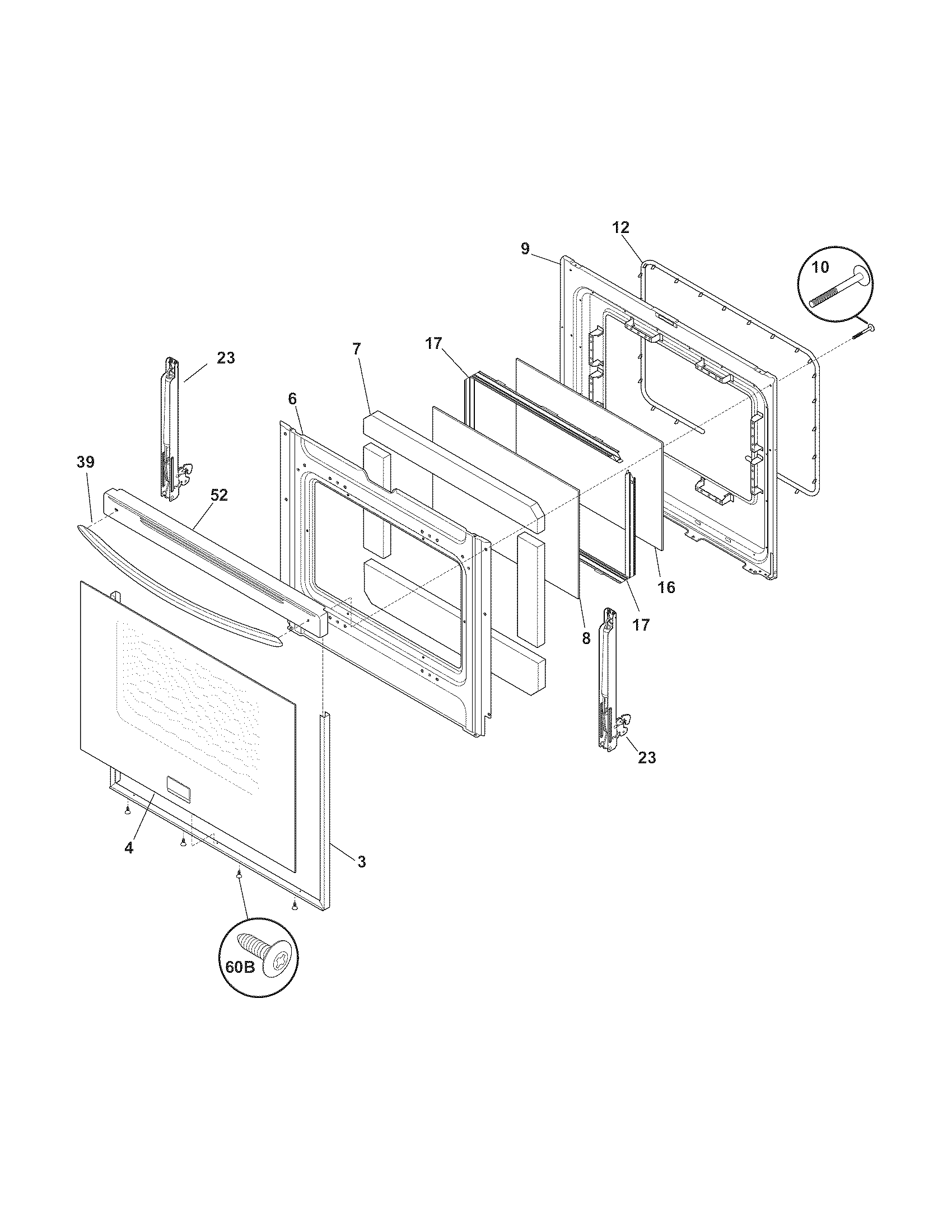 Frigidaire CGEF3031KWC door diagram