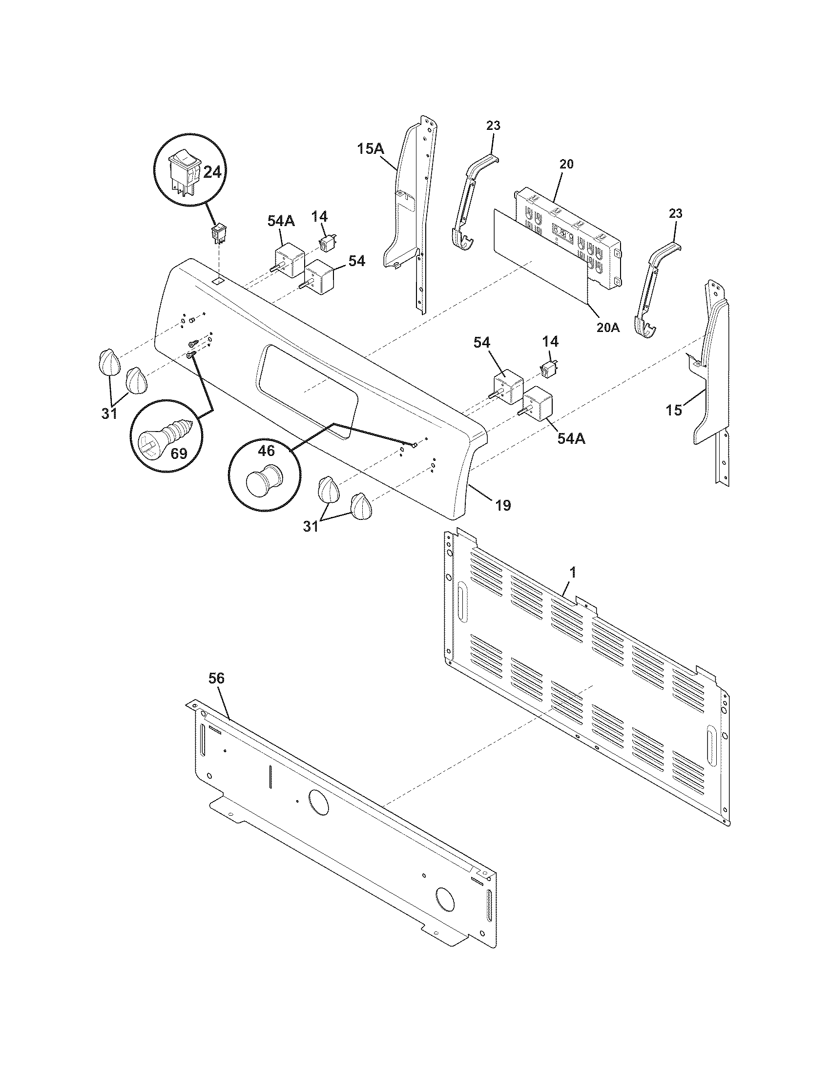Frigidaire FEF366LSC backguard diagram