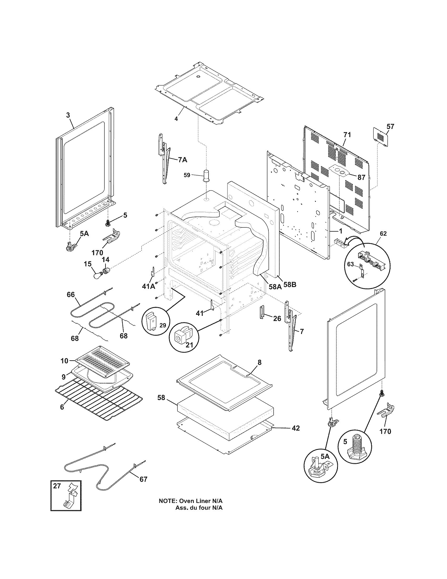 White-Westinghouse WWEF3002KWE body diagram
