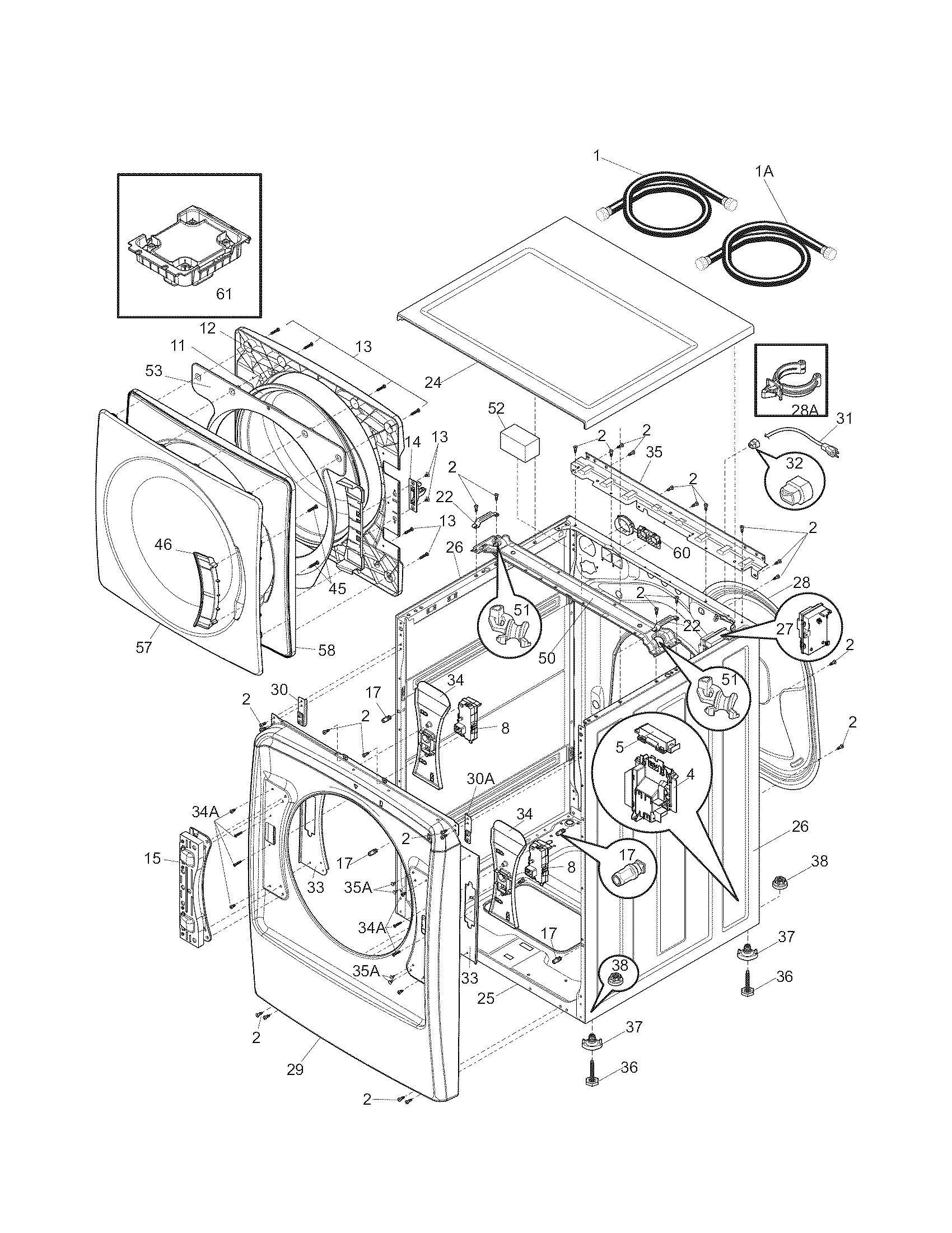 Kenmore Elite 41744132000 cabinet/top diagram