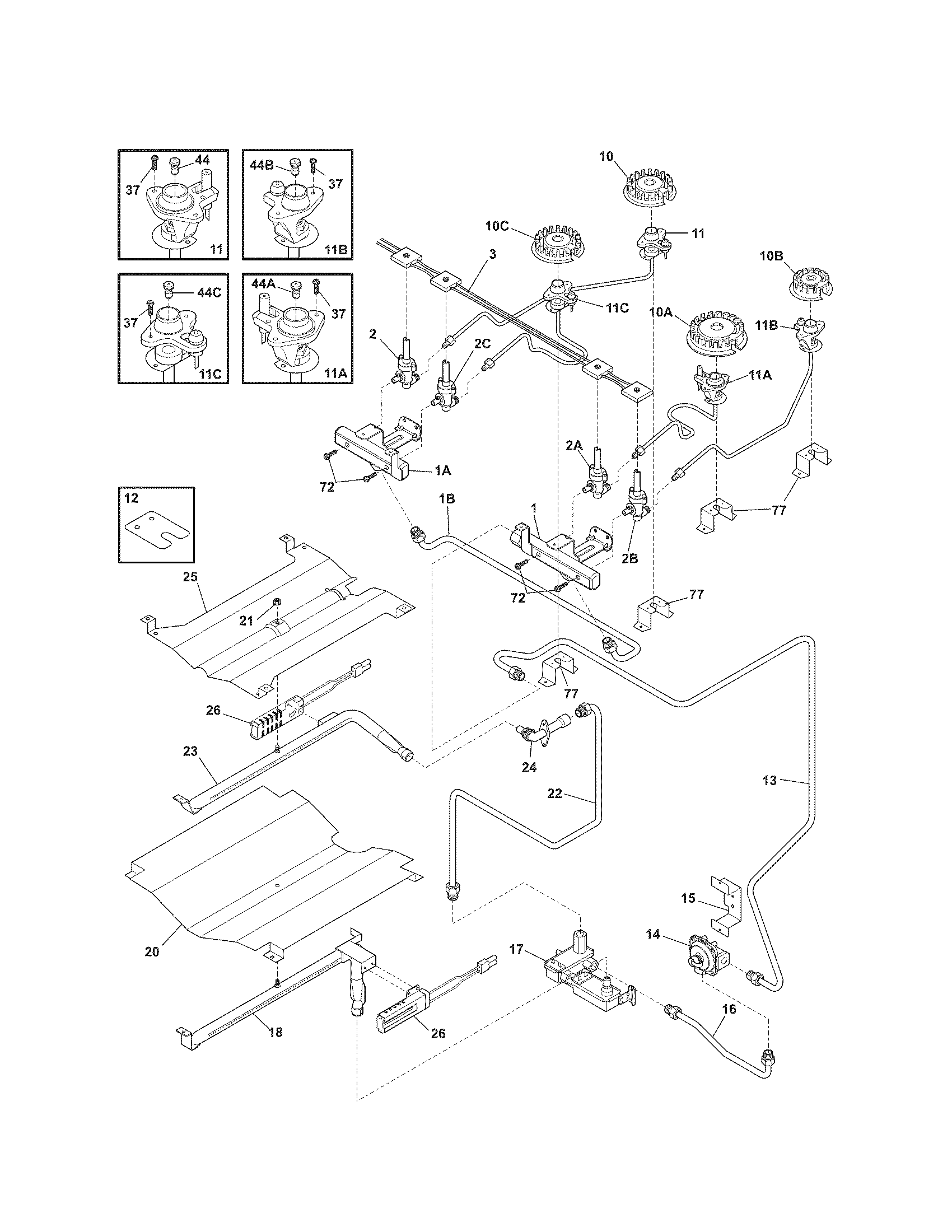 Kenmore Elite 79031032804 burner diagram