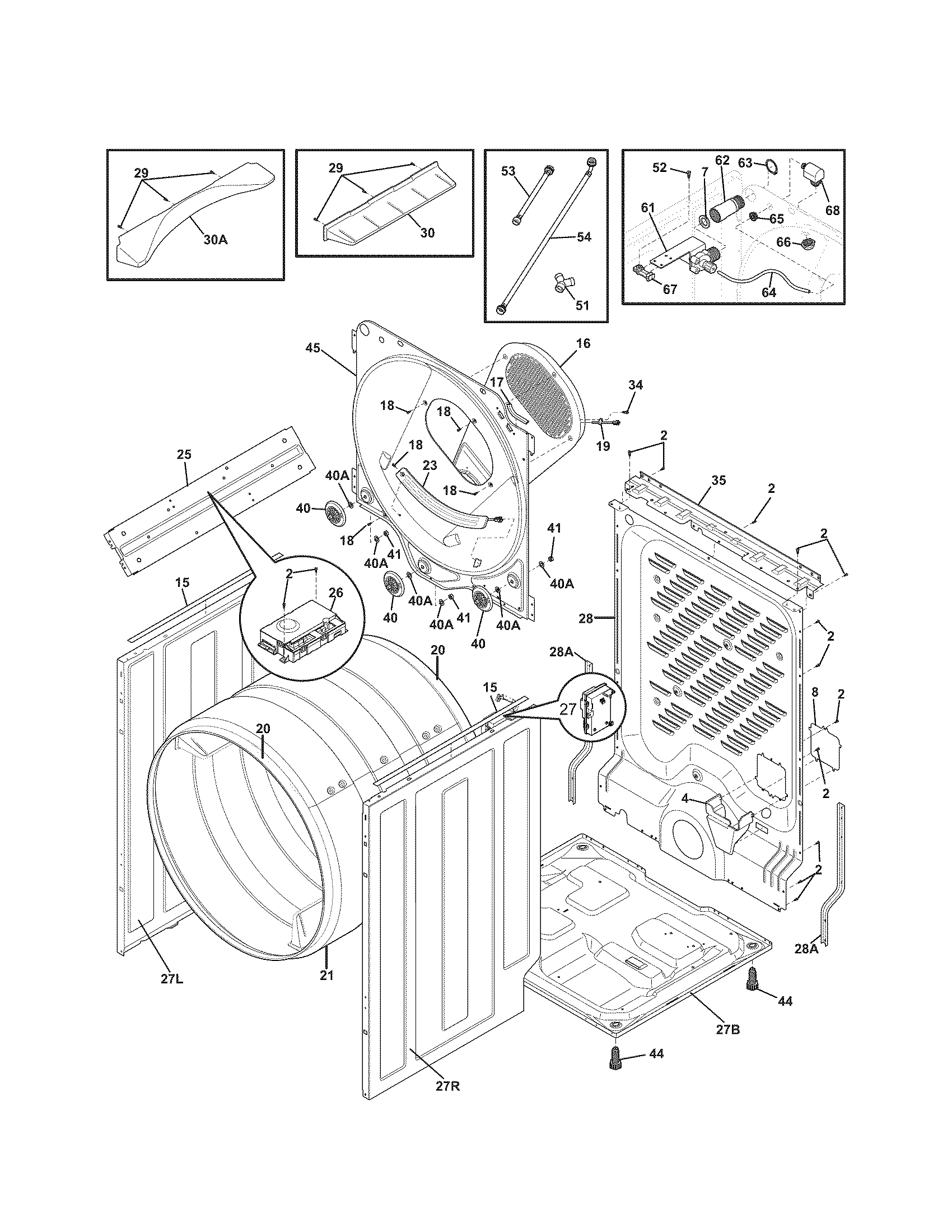 Kenmore Elite 41784130000 cabinet/drum diagram