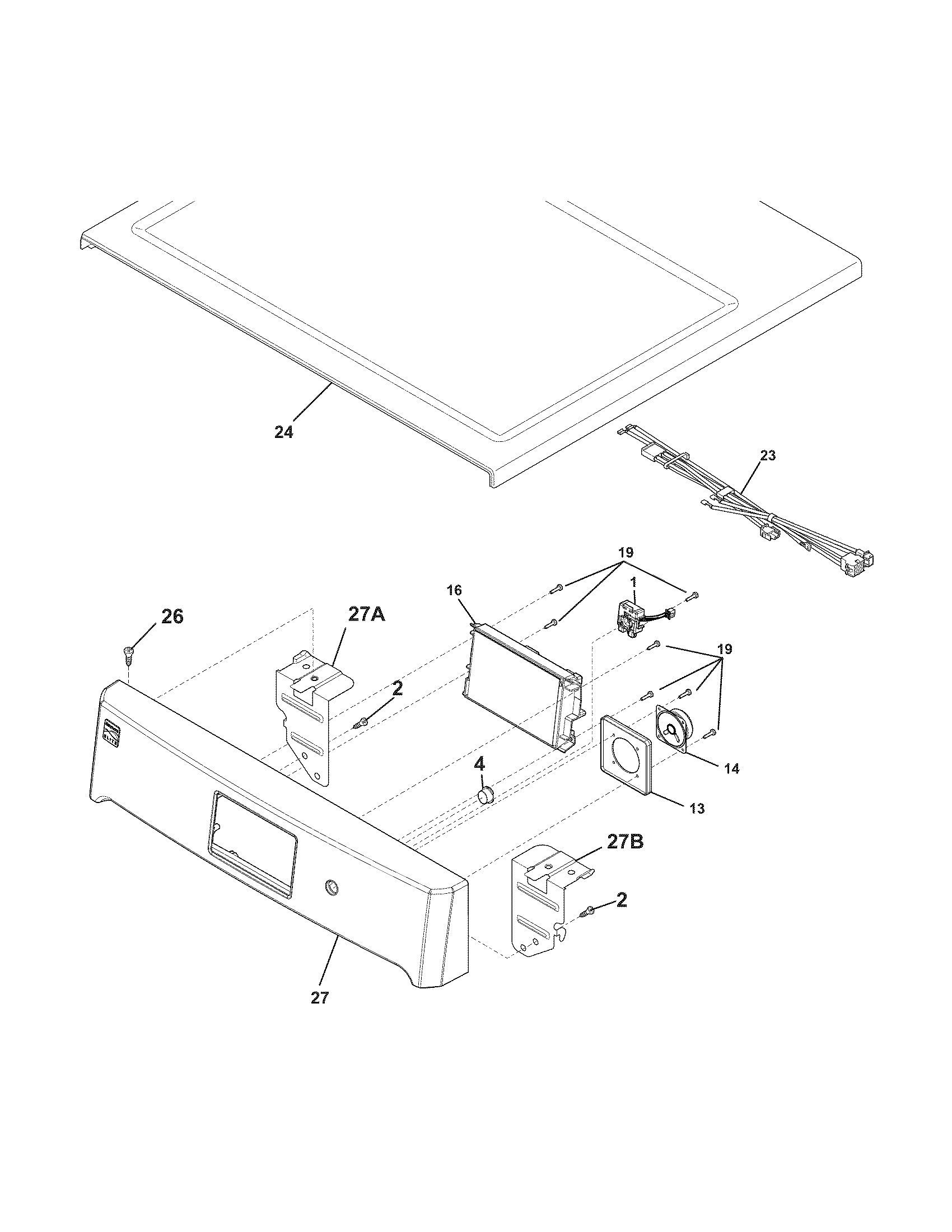 Kenmore Elite 41784130000 controls/top panel diagram