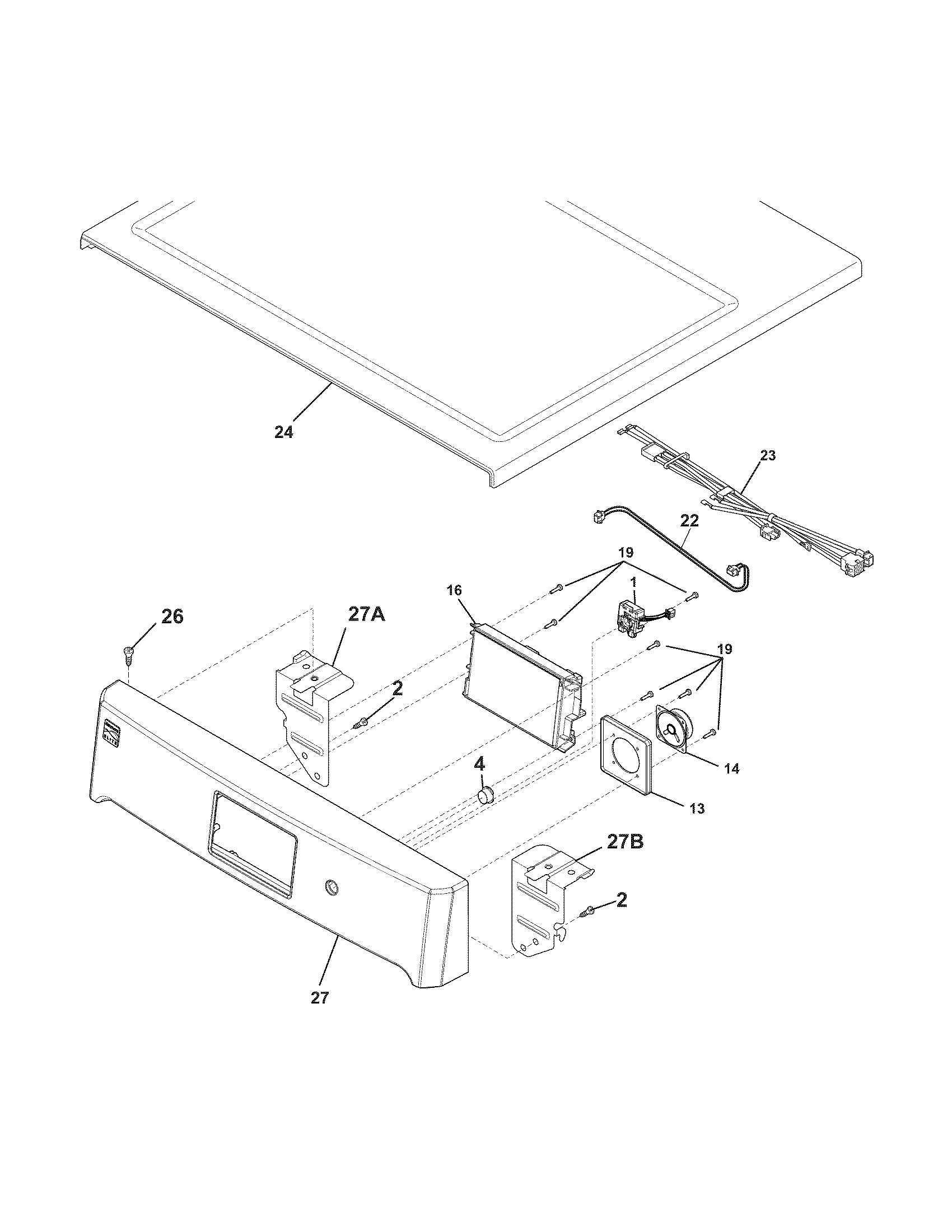 Kenmore Elite 41794132000 controls/top panel diagram