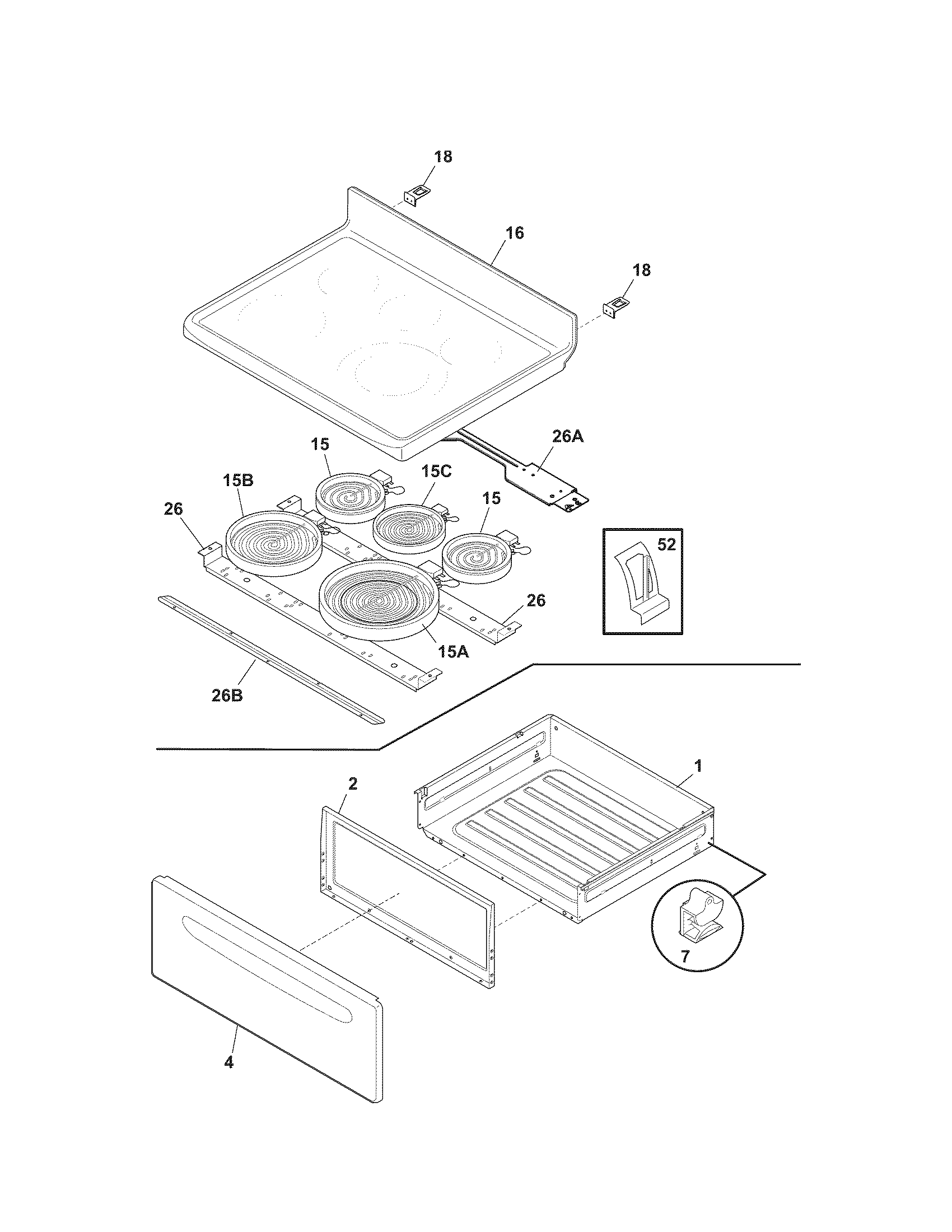 Kenmore 79092604013 top/drawer diagram