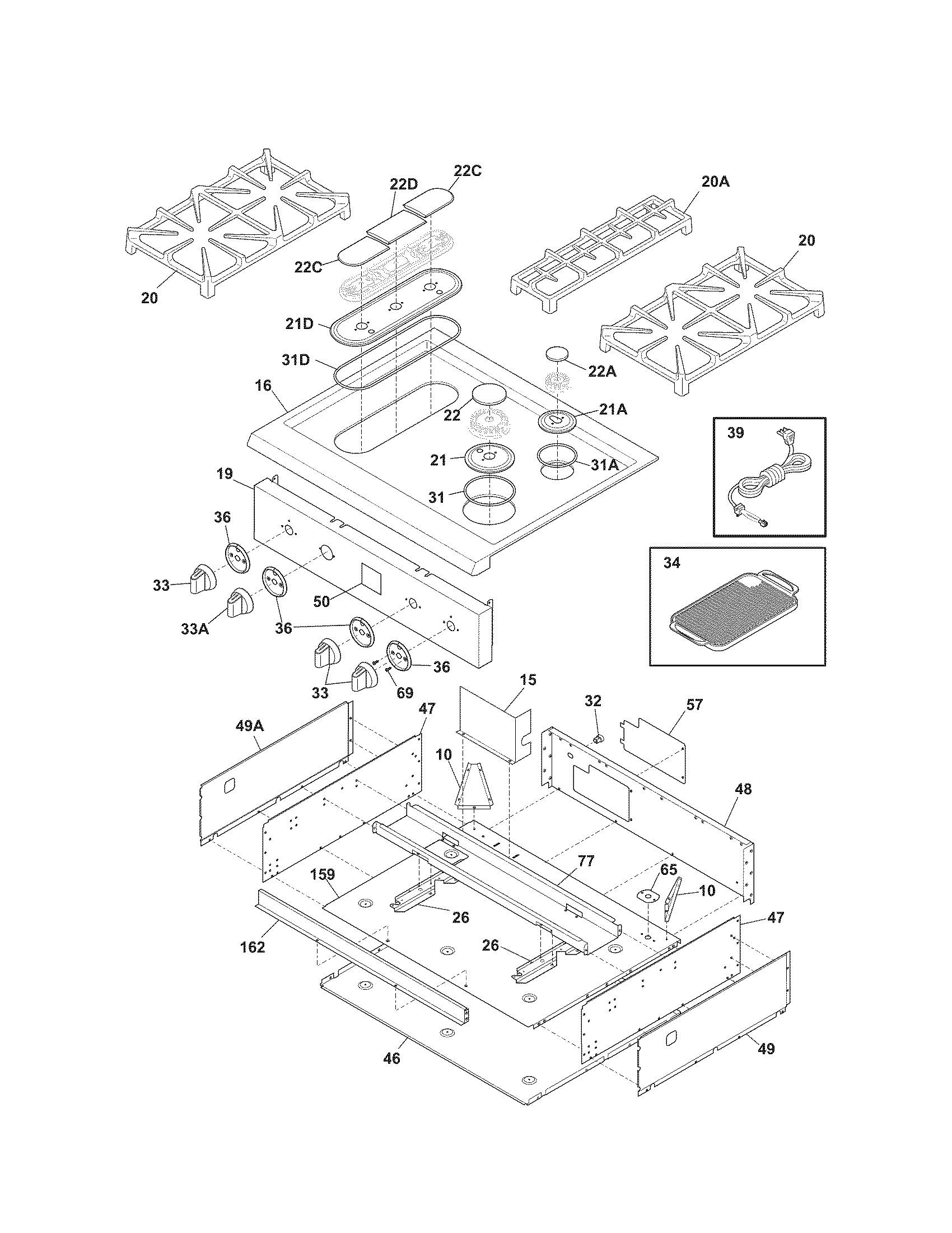 Kenmore Pro 79031023701 main top diagram