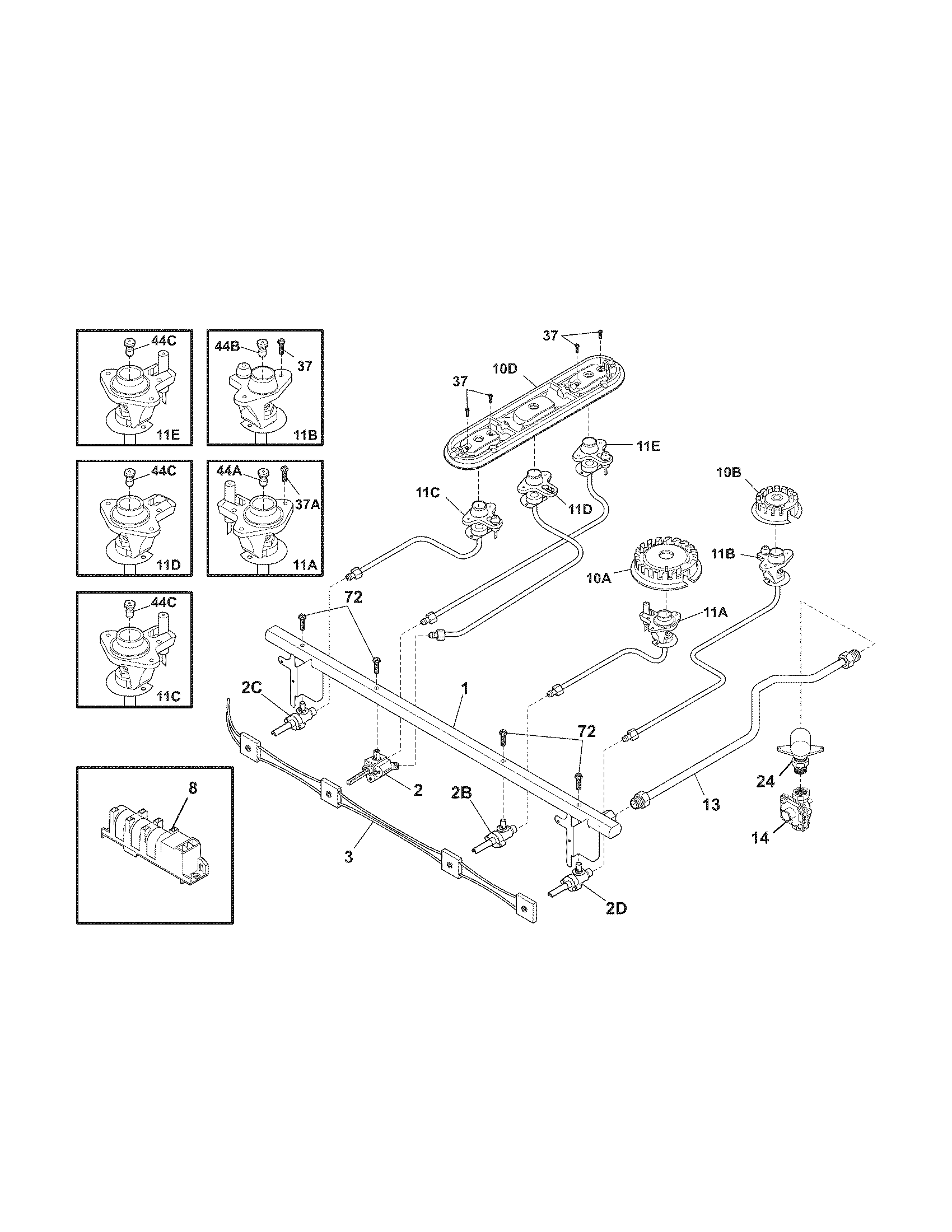Kenmore Pro 79031023701 burner diagram