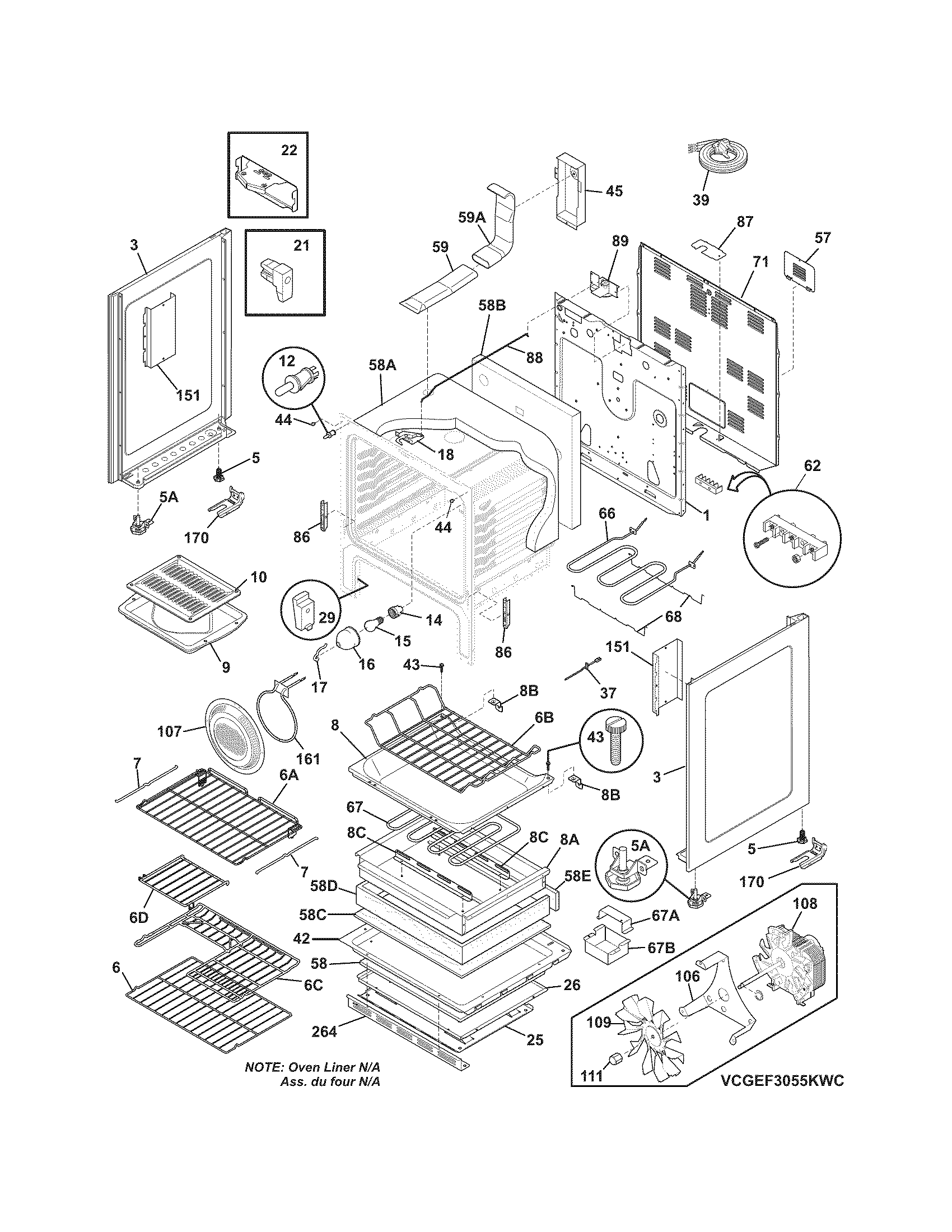Frigidaire CGEF3055KBD body diagram