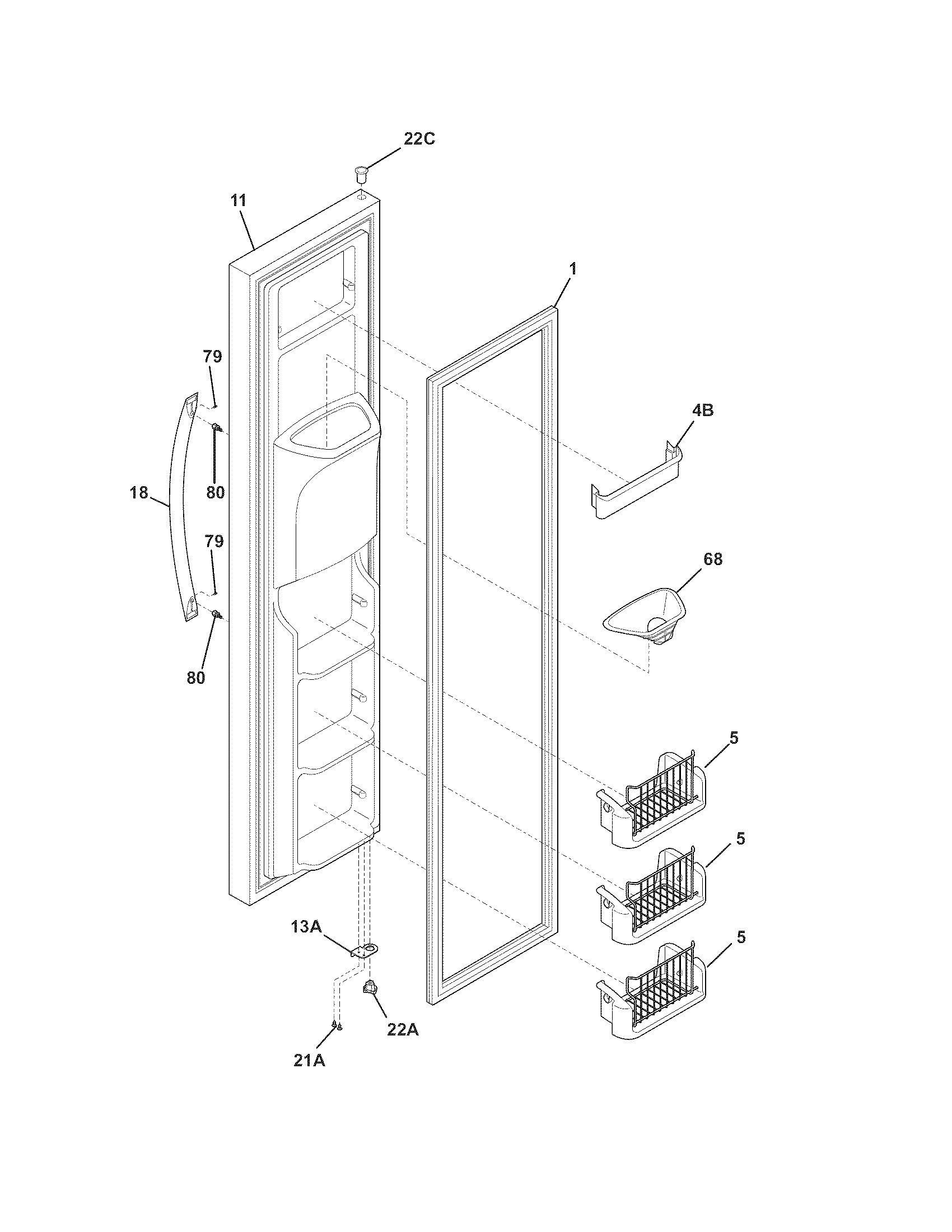 Electrolux E23CS78HSS5 freezer door diagram