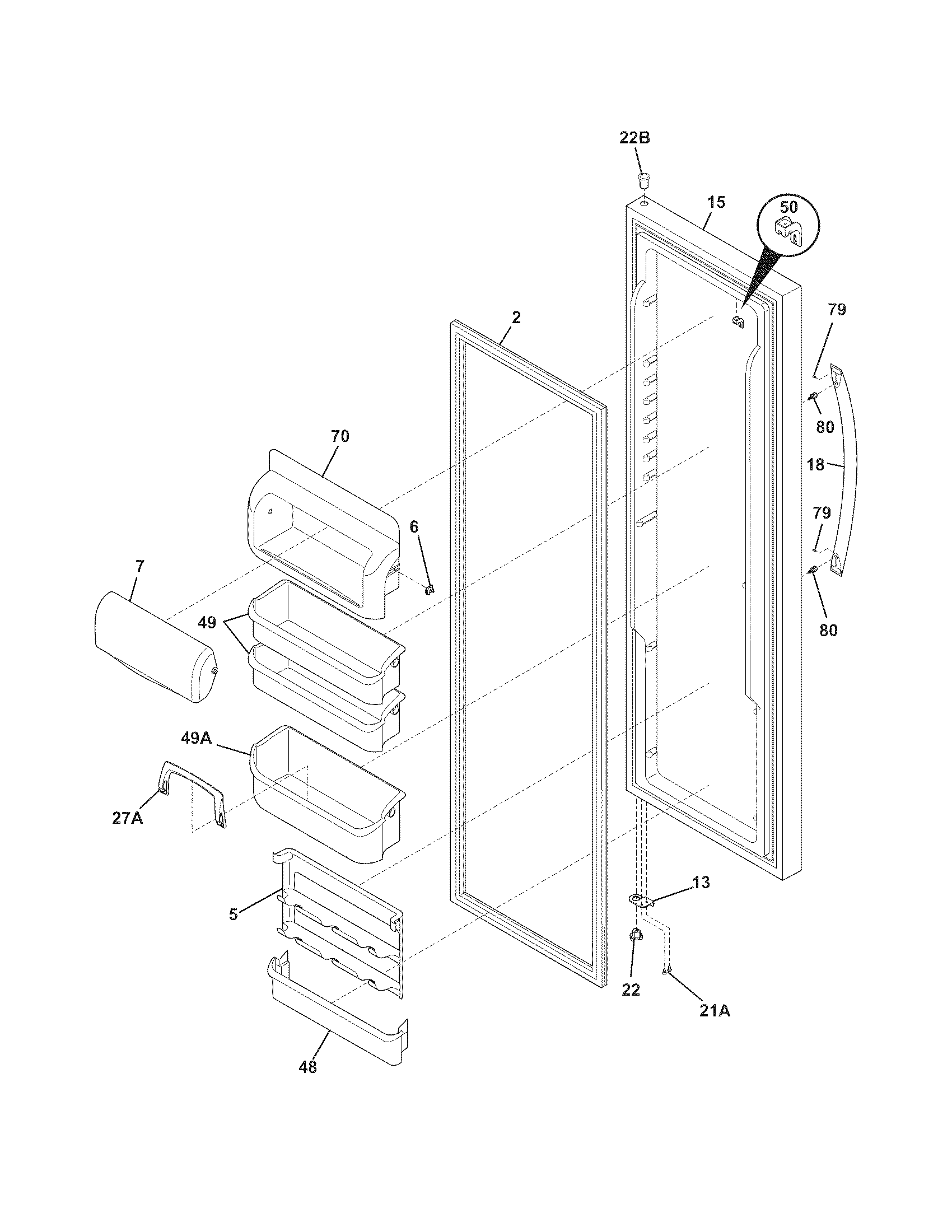 Electrolux E23CS78HSS5 refrigerator door diagram