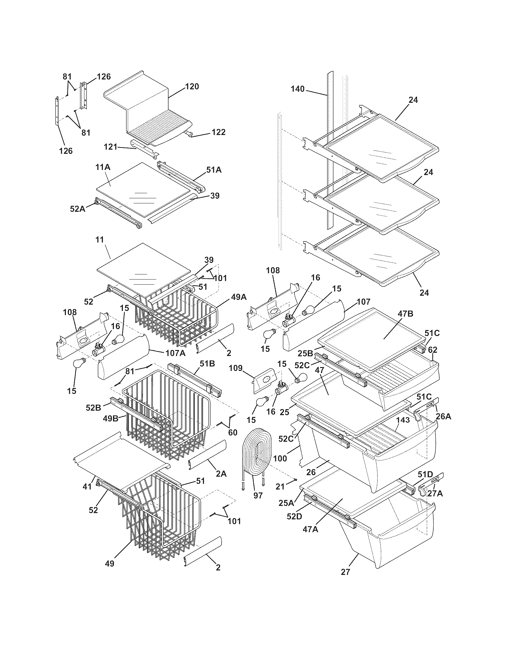 Electrolux E23CS78HSS5 shelves diagram