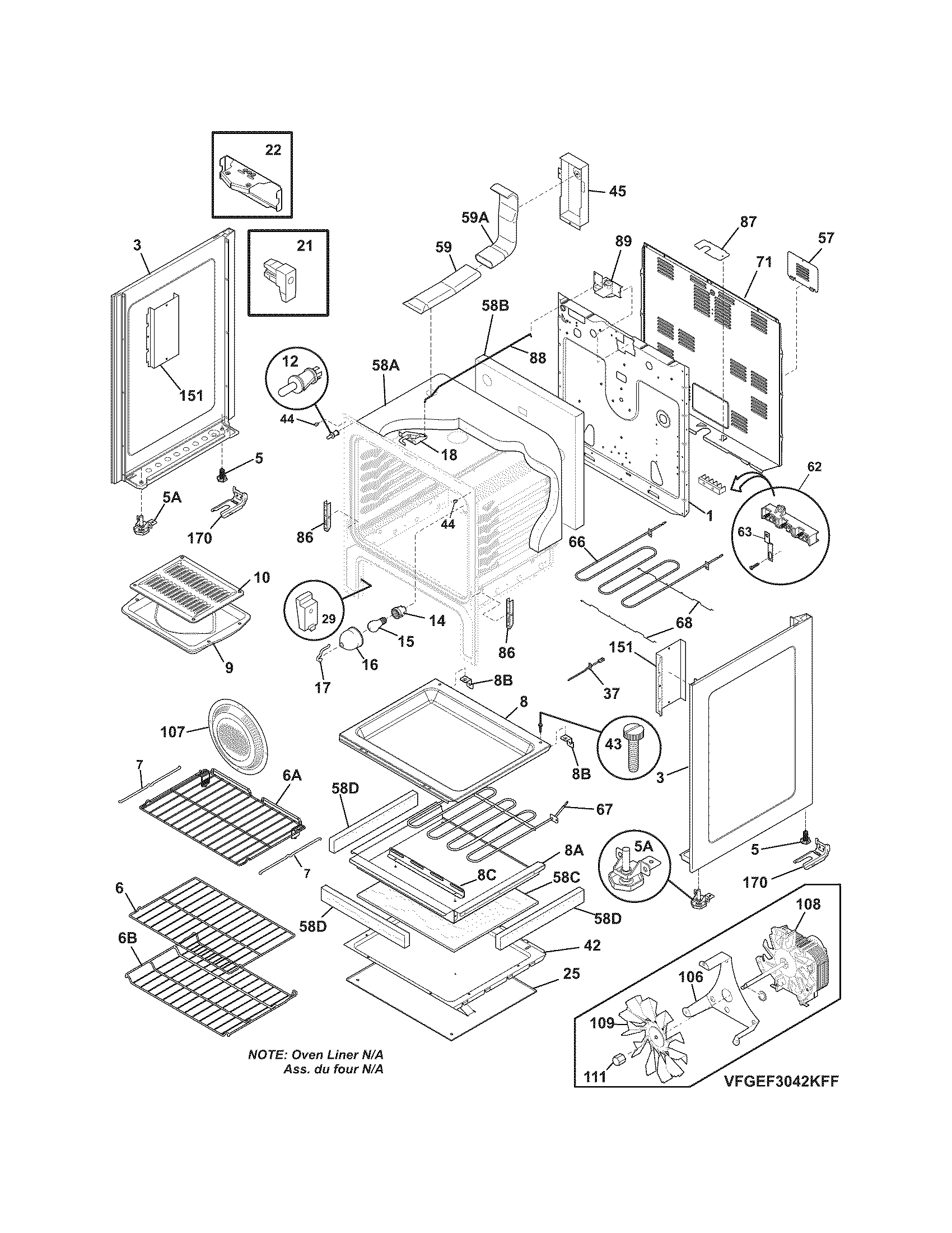 Frigidaire FGEF3042KFG body diagram