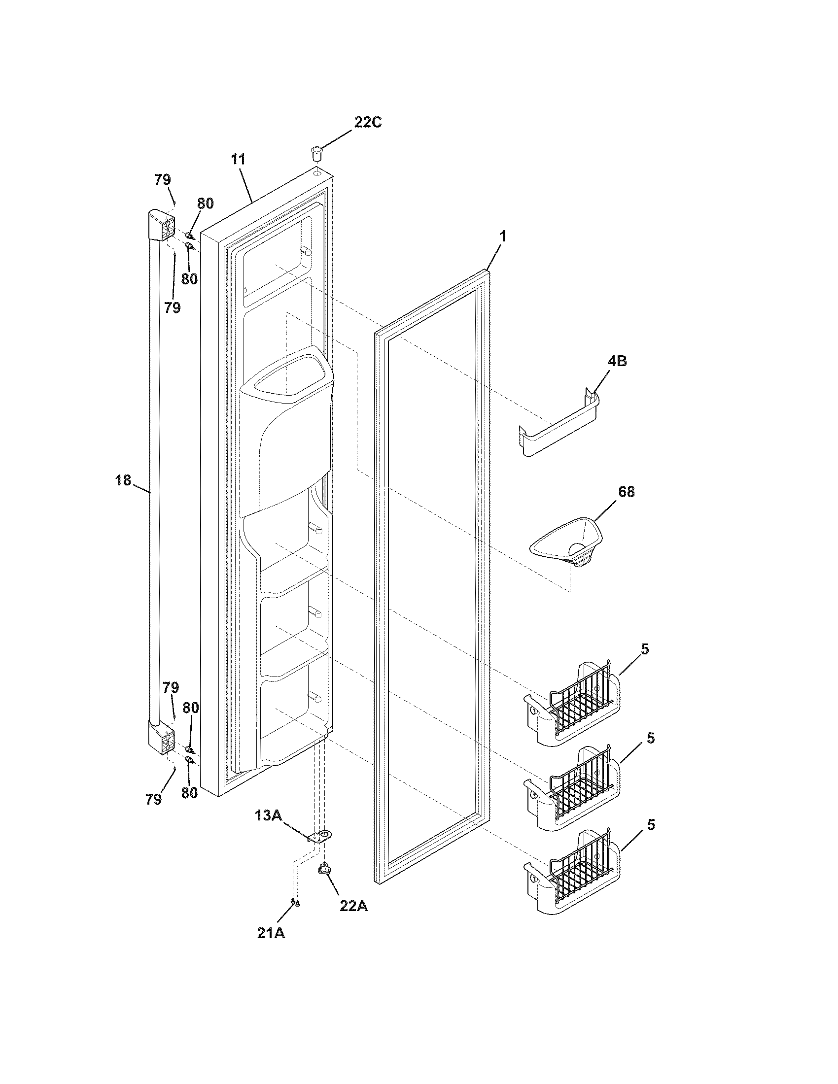 Electrolux E23CS78HPS5 freezer door diagram