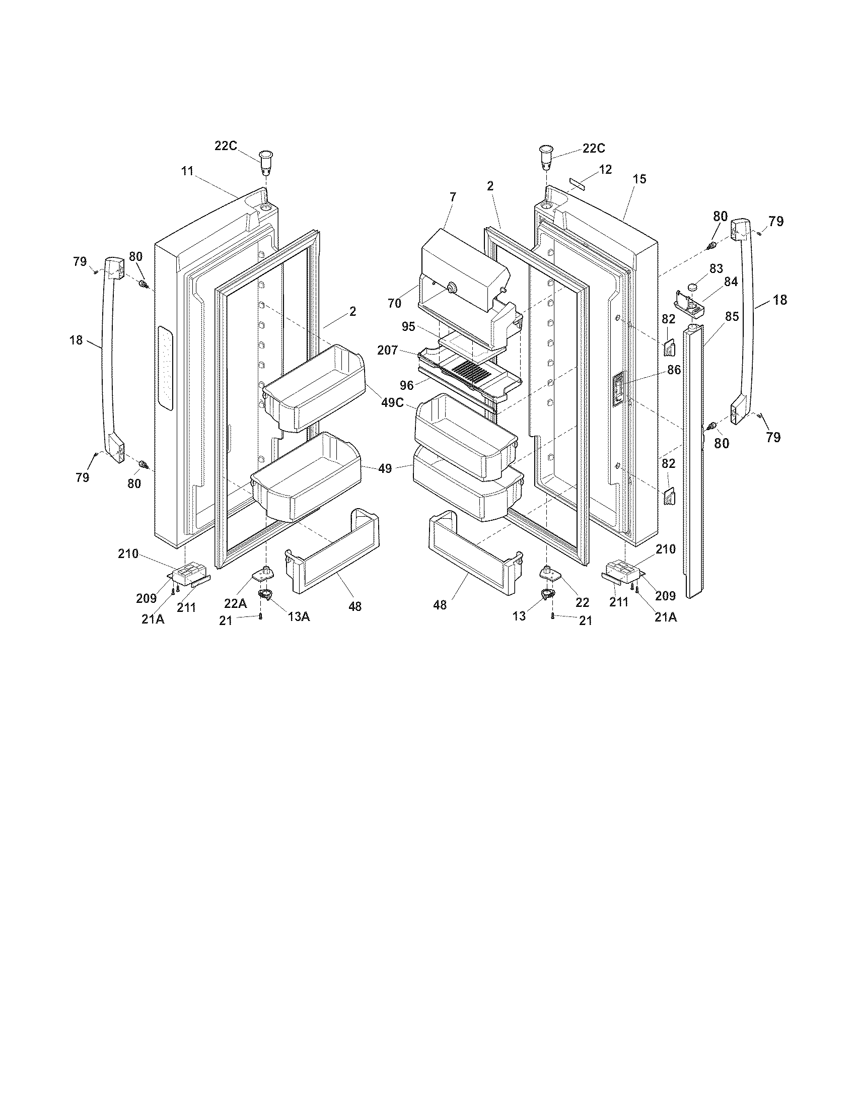 Electrolux EI23BC51IW4 fresh food door diagram