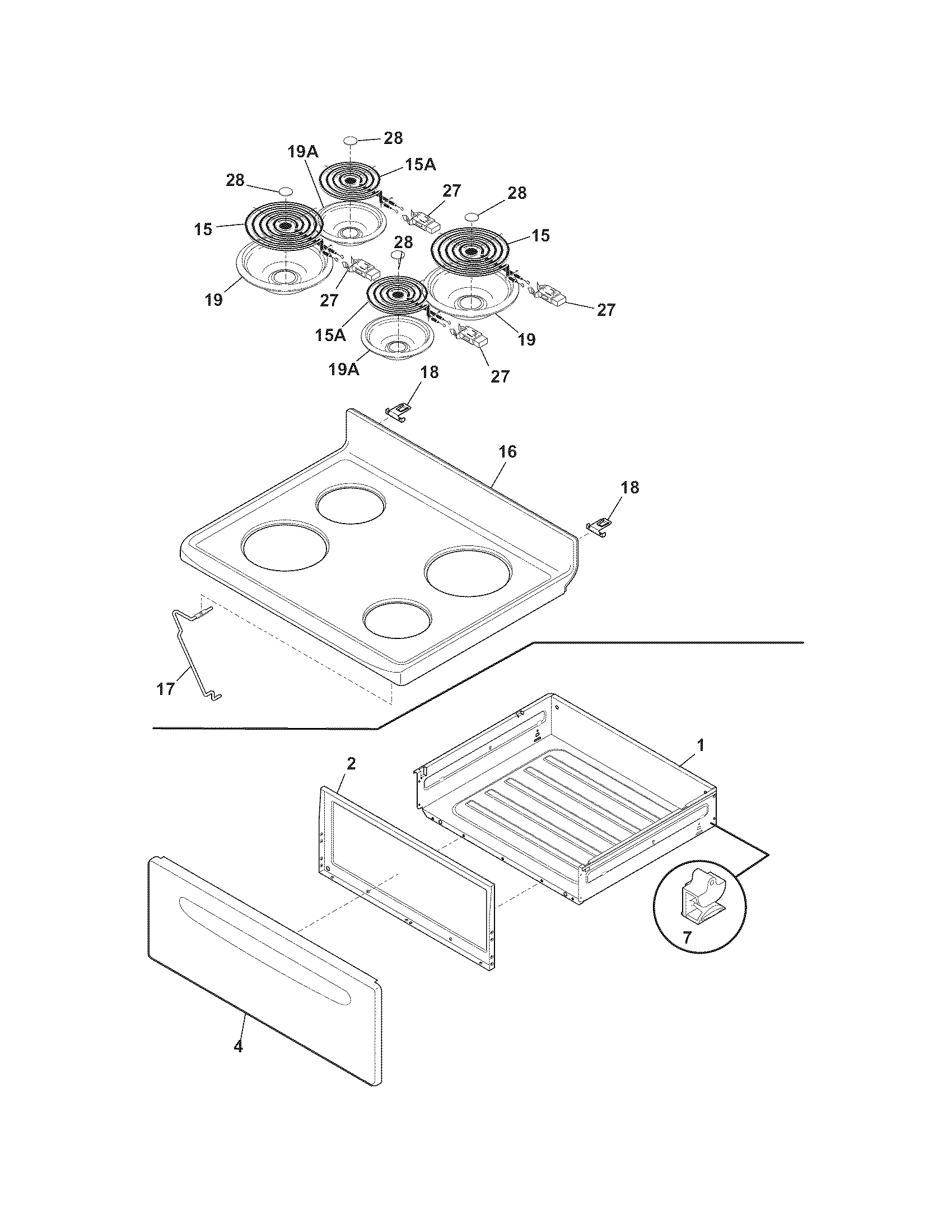 Kelvinator KEF355ESM top/drawer diagram