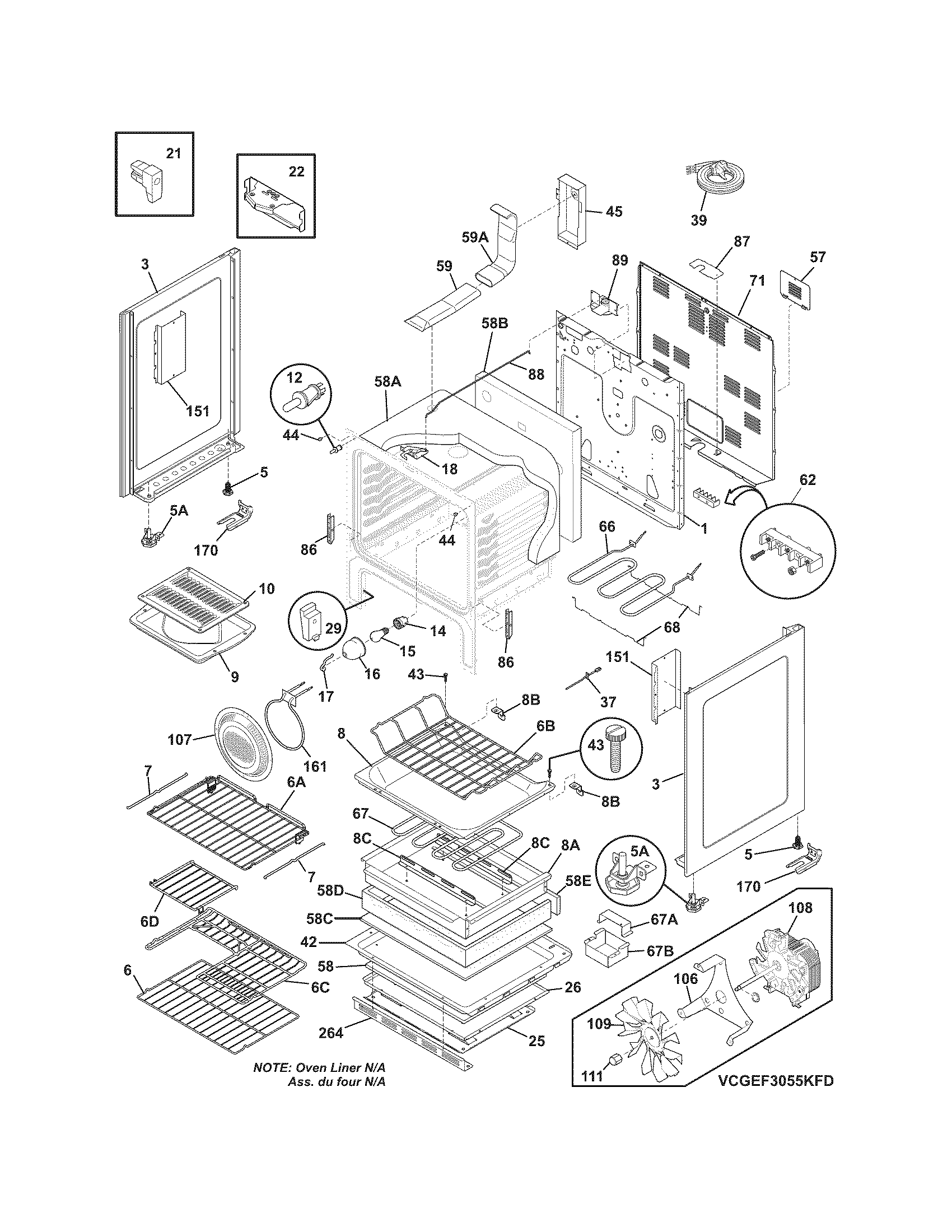 Frigidaire CGEF3055KFE body diagram