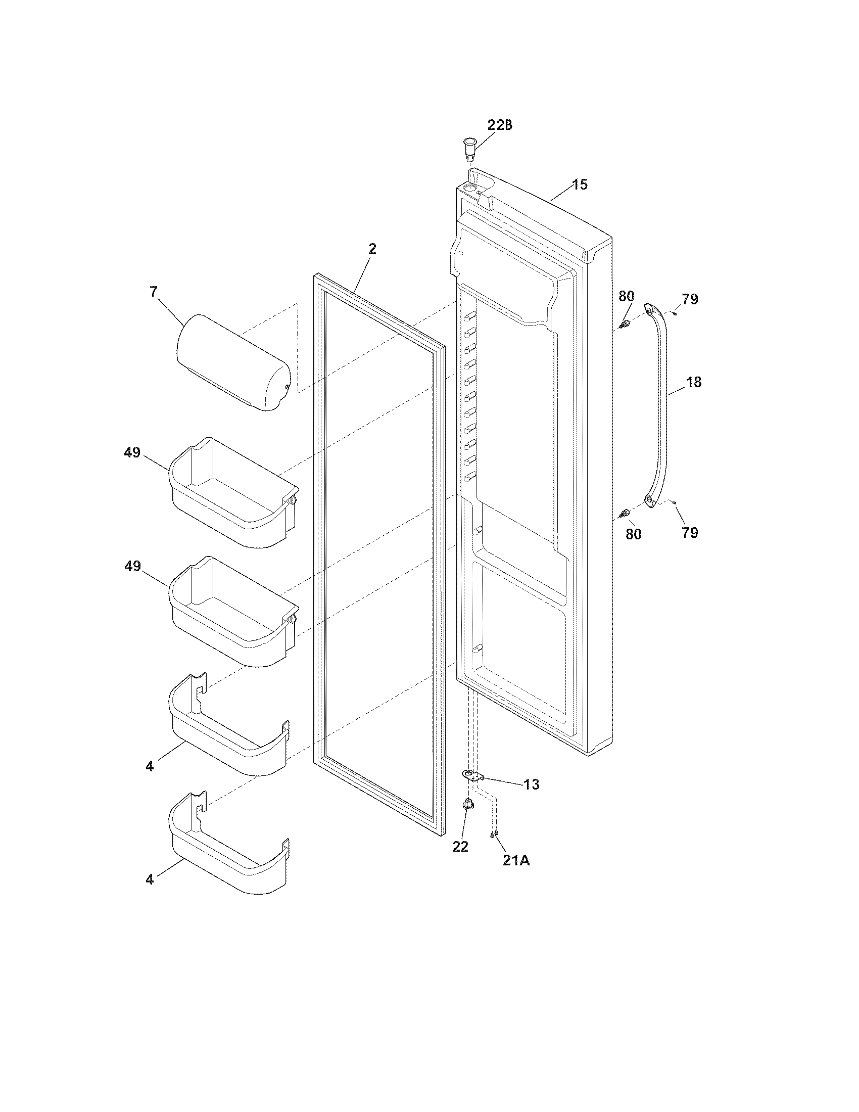 Frigidaire DFHS2313MF0 refrigerator door diagram