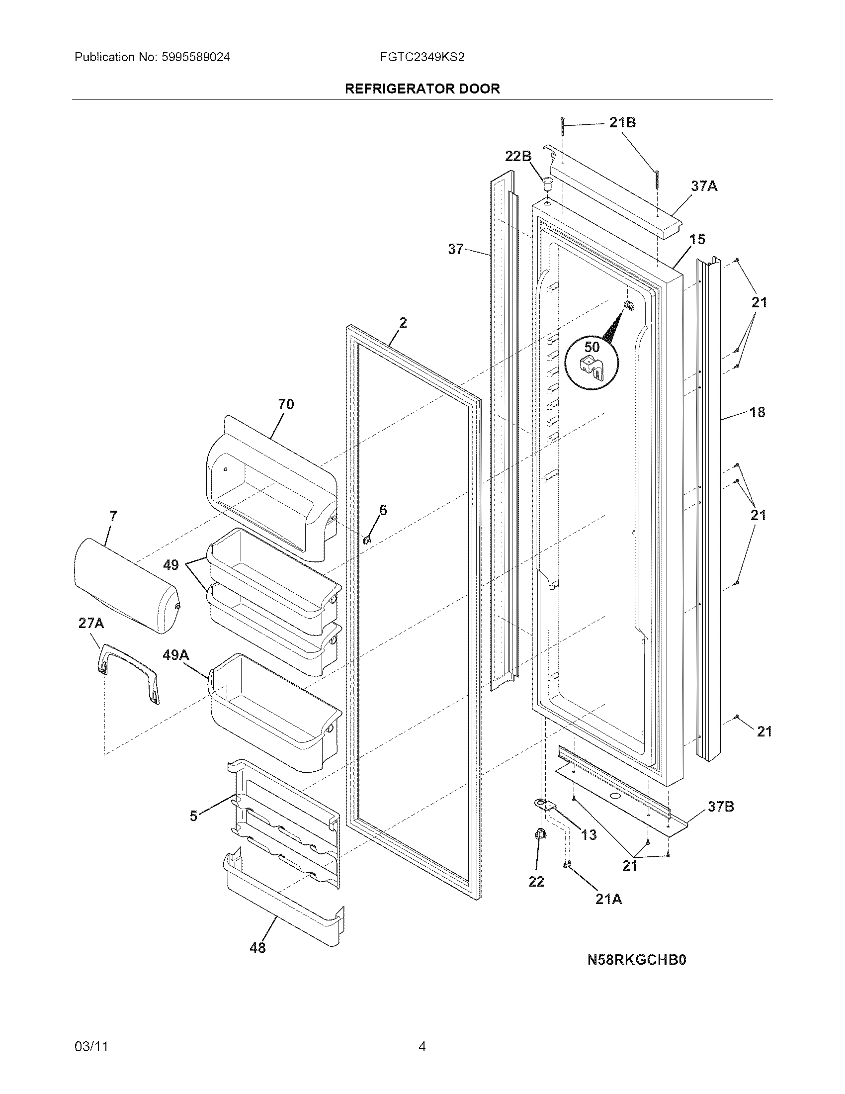 Frigidaire FGTC2349KS2 refrigerator door diagram