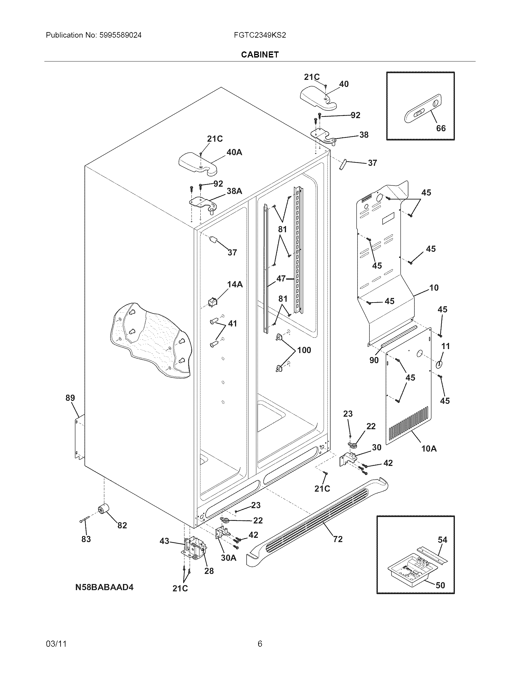 Frigidaire FGTC2349KS2 cabinet diagram