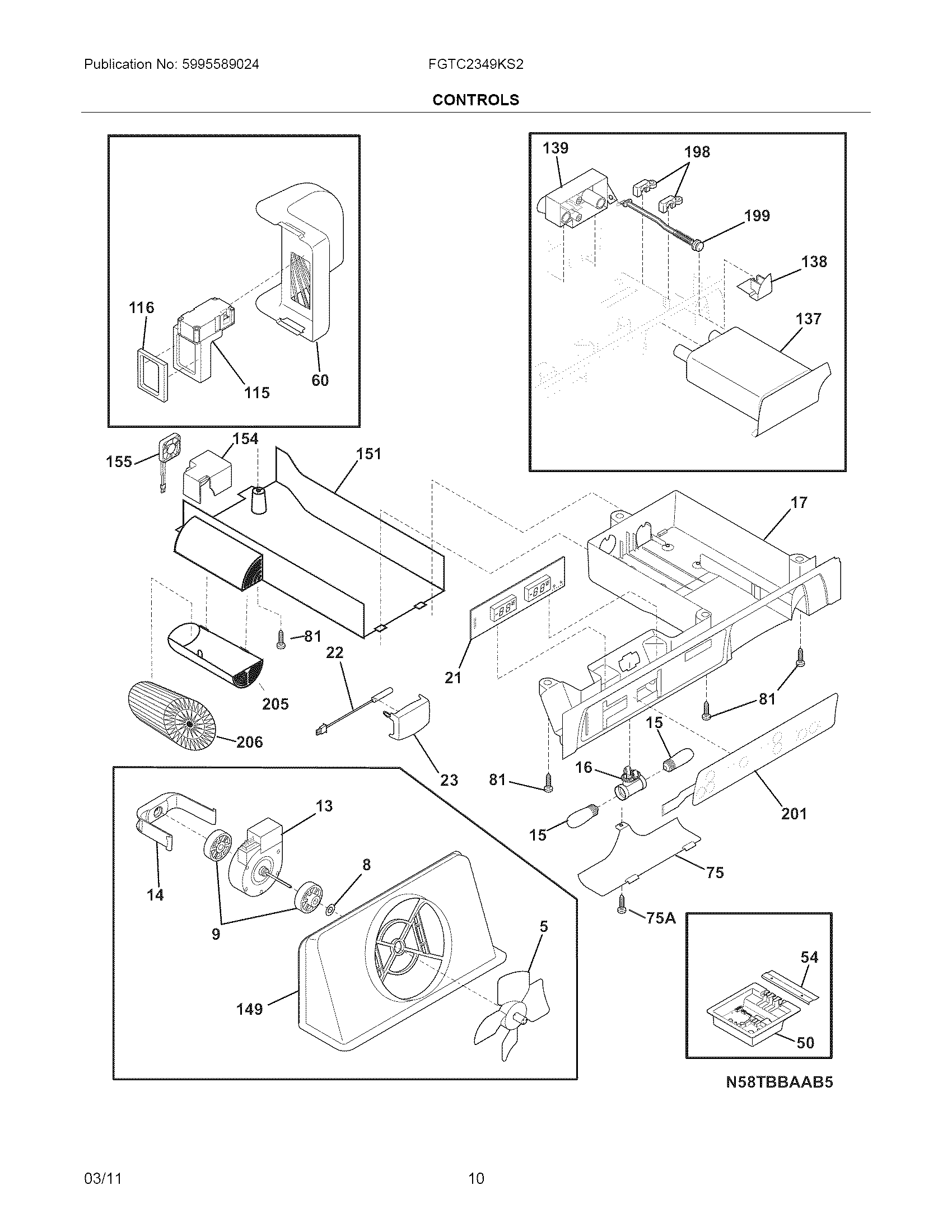 Frigidaire FGTC2349KS2 controls diagram