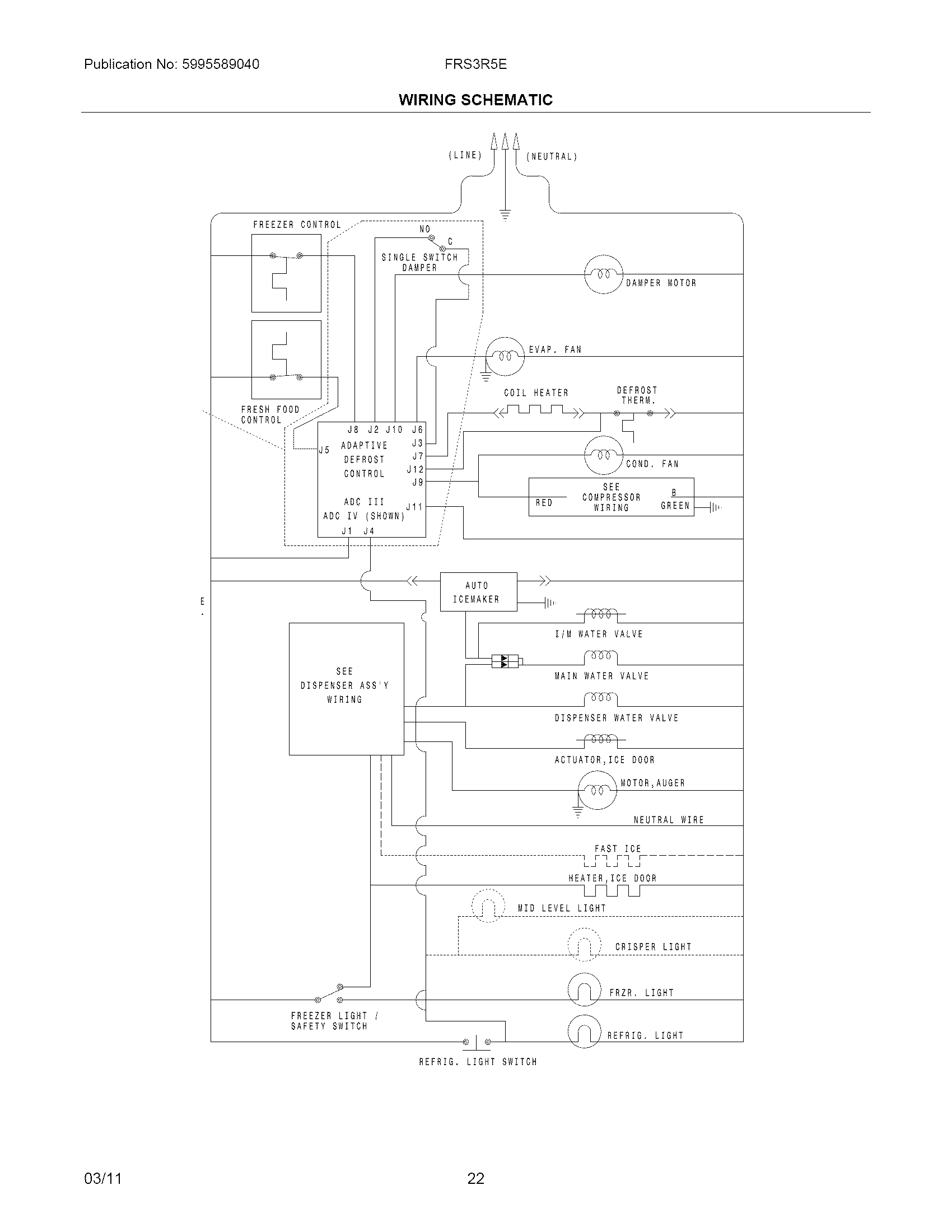 Frigidaire FRS3R5ESBA wiring schematic diagram