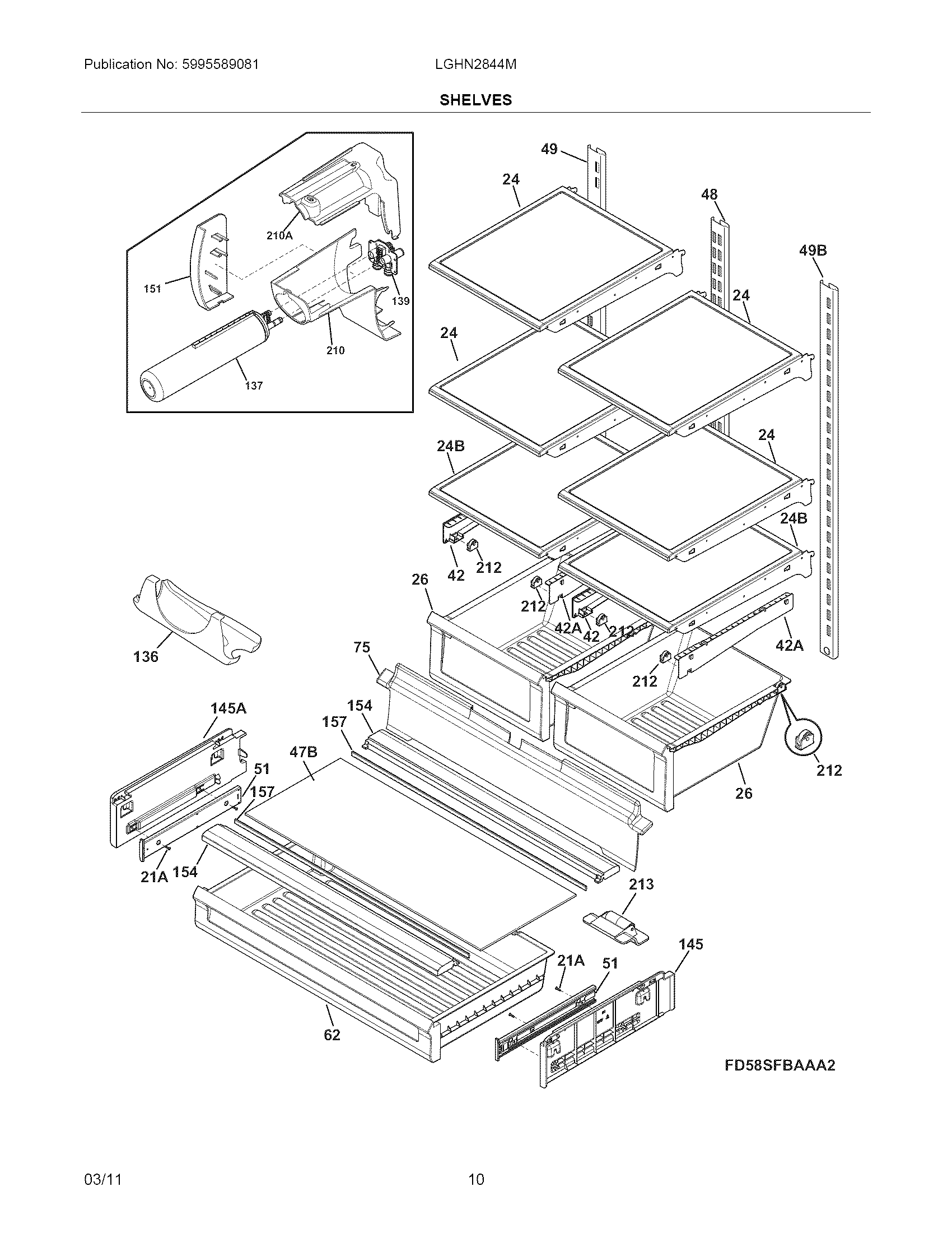 Frigidaire LGHN2844MF0 shelves diagram