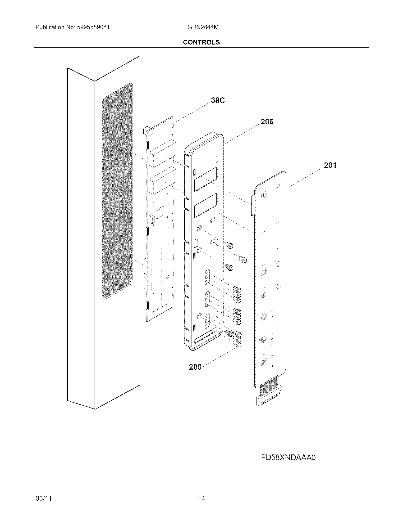 Frigidaire LGHN2844MF0 controls diagram