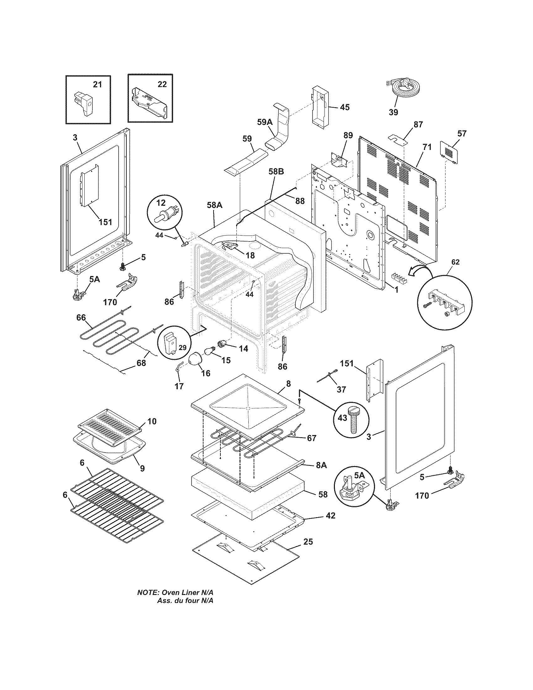 Frigidaire CFEF3050LSH body diagram