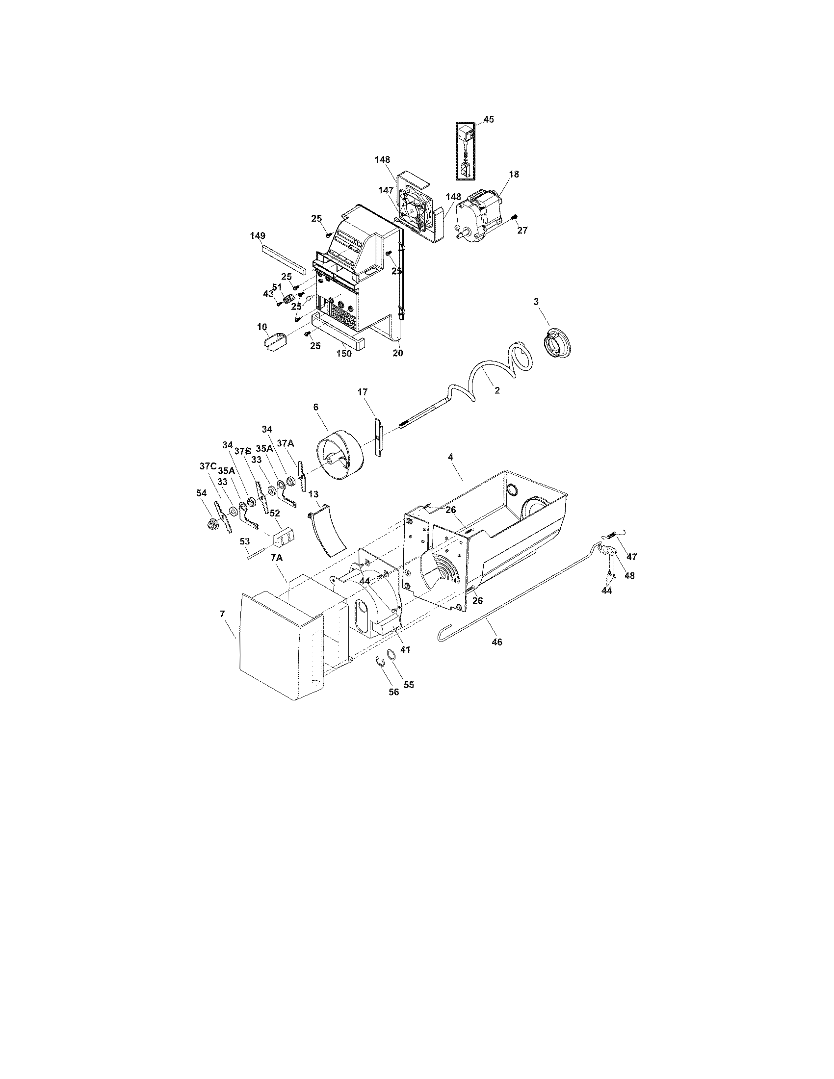Electrolux EI28BS56IBA ice container diagram