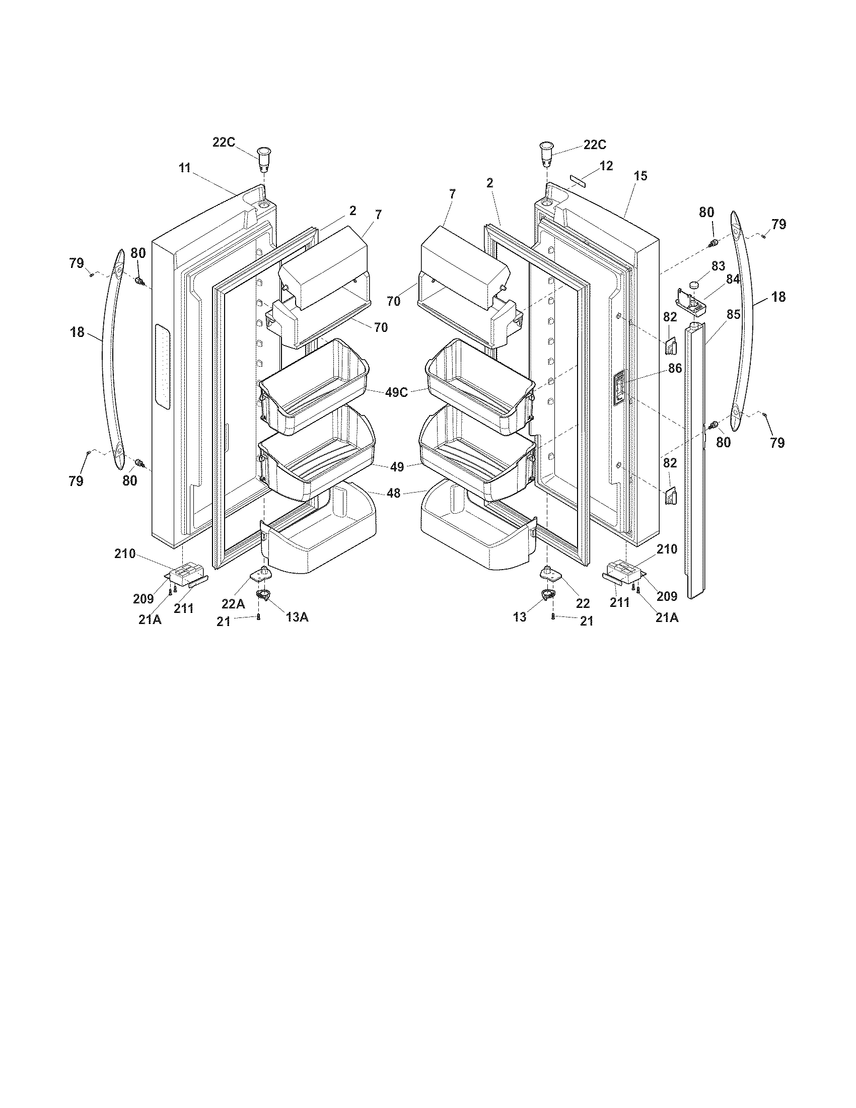 Frigidaire FGHG2344ME1 fresh food door diagram