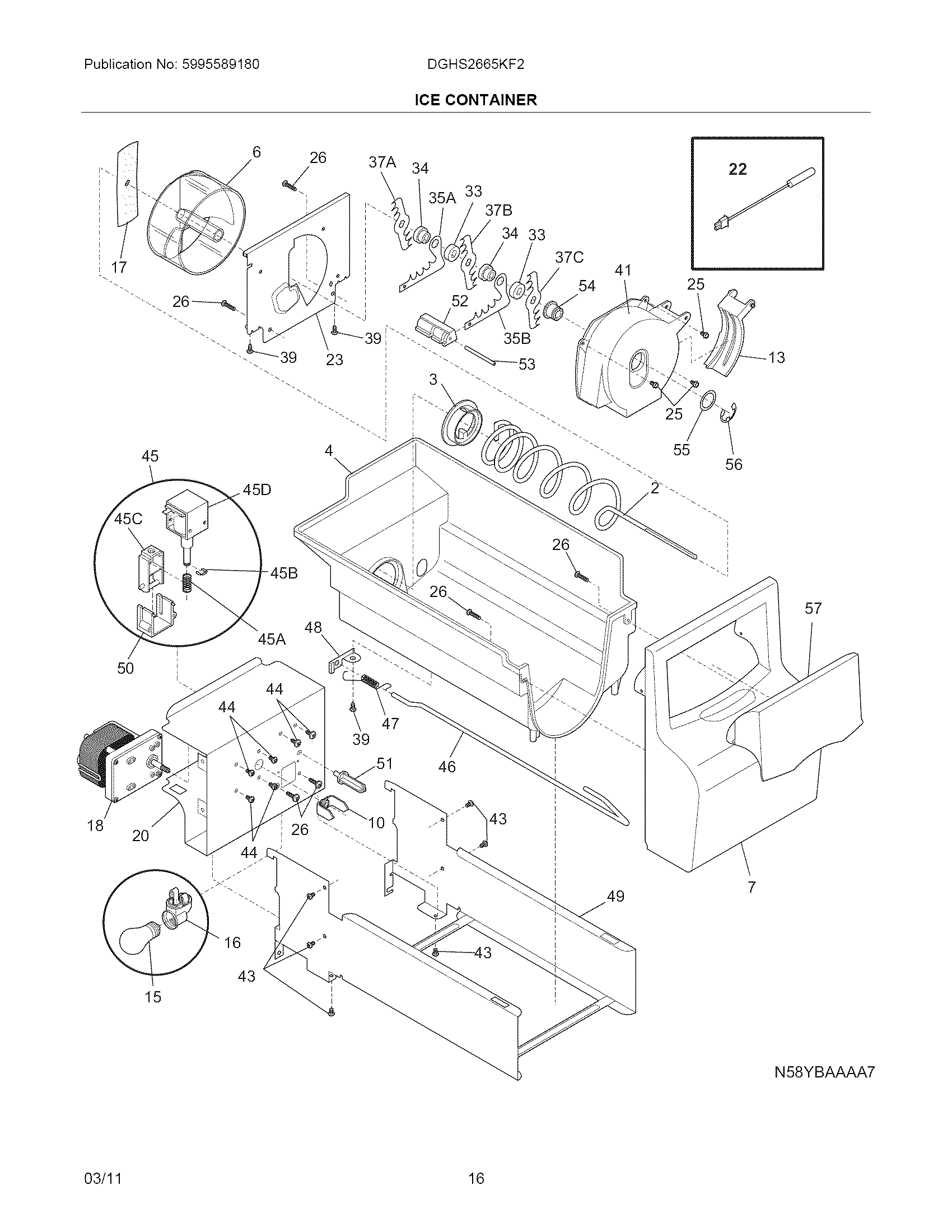 Frigidaire DGHS2665KF2 ice container diagram
