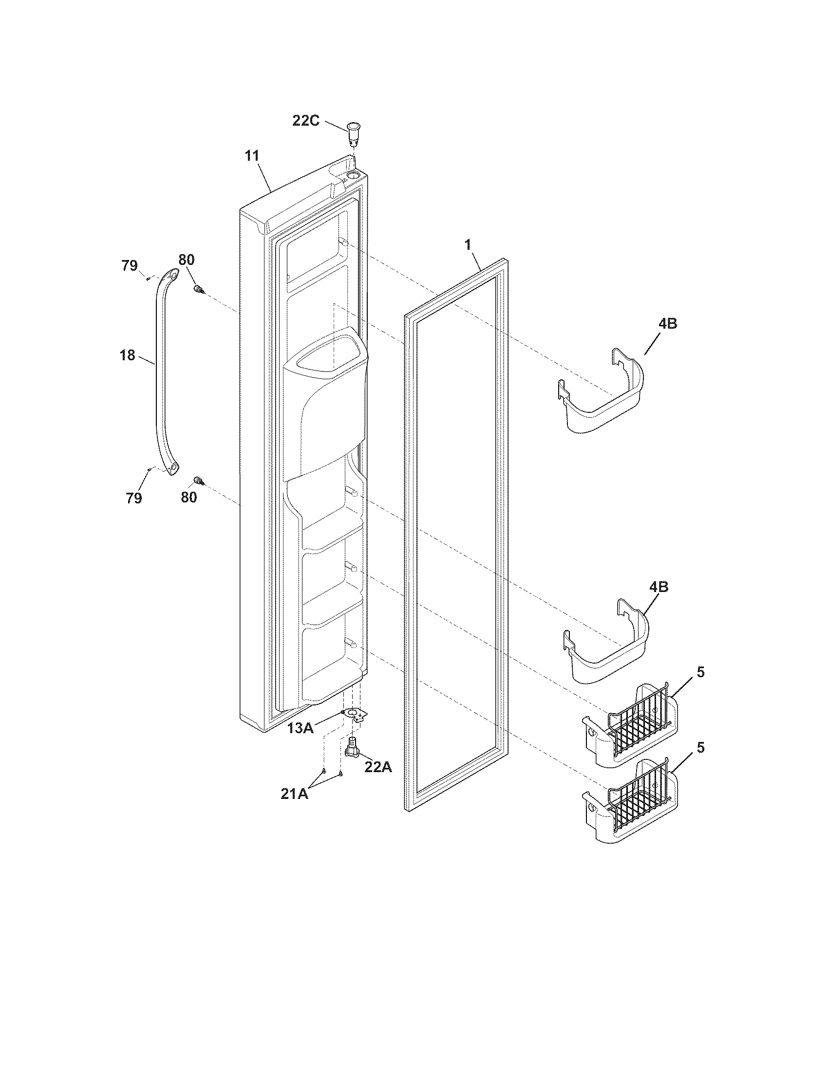 Frigidaire FGHC2378LE3 freezer door diagram