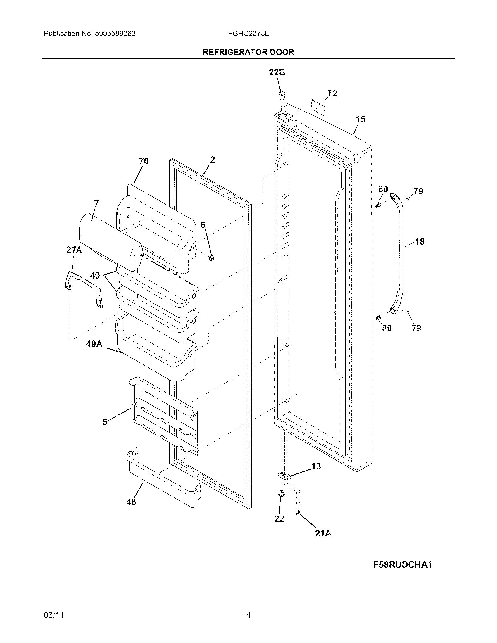 Frigidaire FGHC2378LE3 refrigerator door diagram