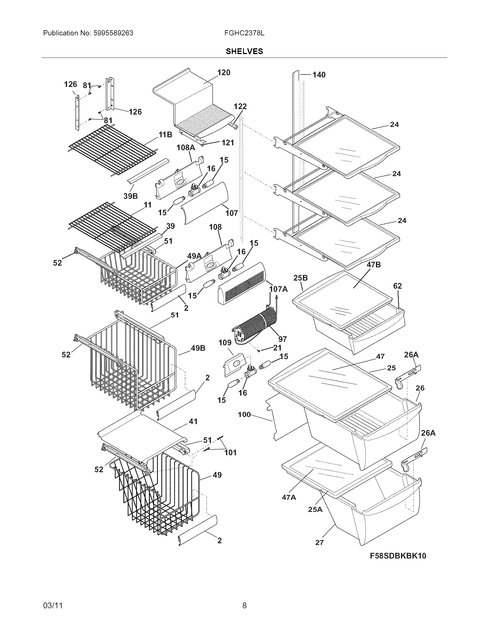 Frigidaire FGHC2378LE3 shelves diagram